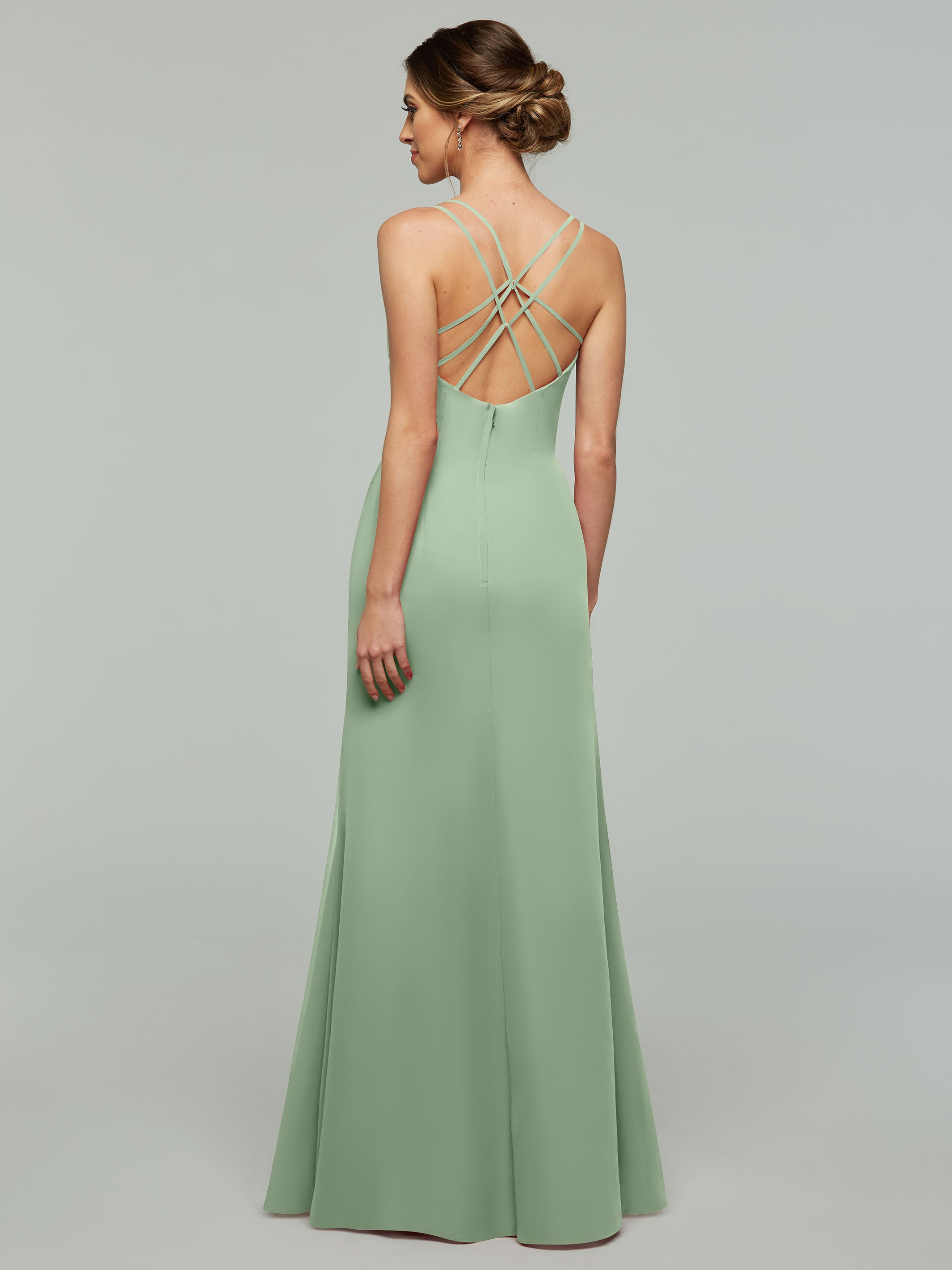 Elegant 80130 Chiffon Sheath Bridesmaid Dress with V-Neck & High Slit - Perfect for Weddings, Formal Events & Evening Parties