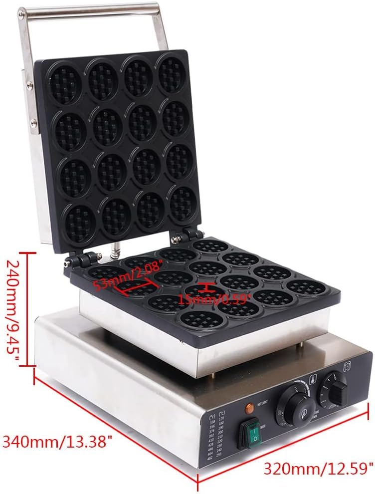 Commercial Belgian Waffle Maker - 1750W Nonstick Electric Waffle Iron with Time & Temperature Control, 16 Mini Round Waffles, 110V Stainless Steel for Restaurants, Cafes & Home Breakfast - Perfect for Waffle Bars, Brunch Parties & Quick Snacks