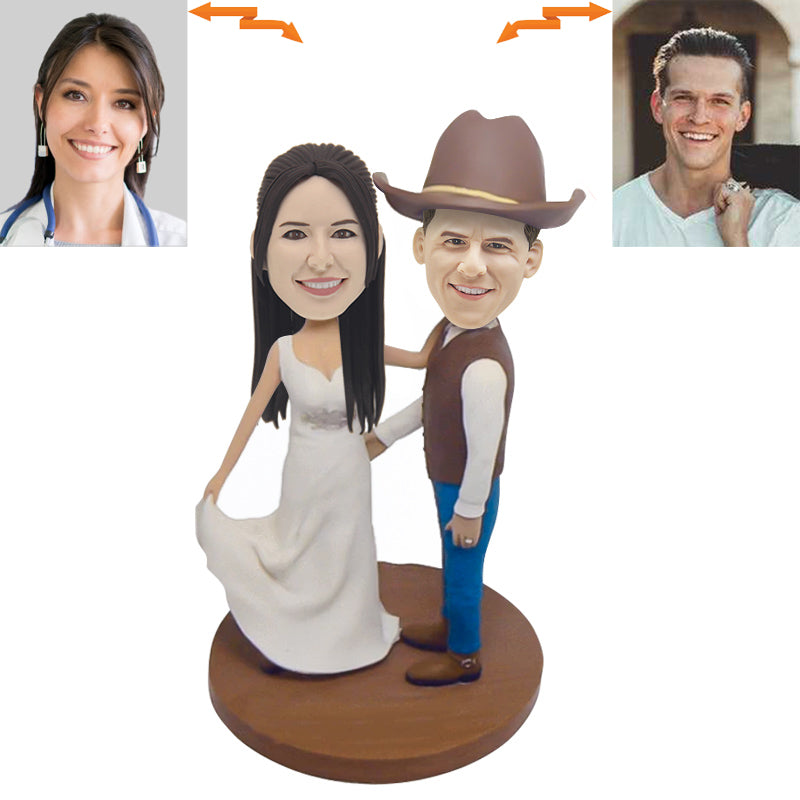 Custom Anniversary Couple Bobblehead - Personalized Wedding Gift for Him & Her - Unique Couples Keepsake for Anniversaries, Weddings & Valentine's Day