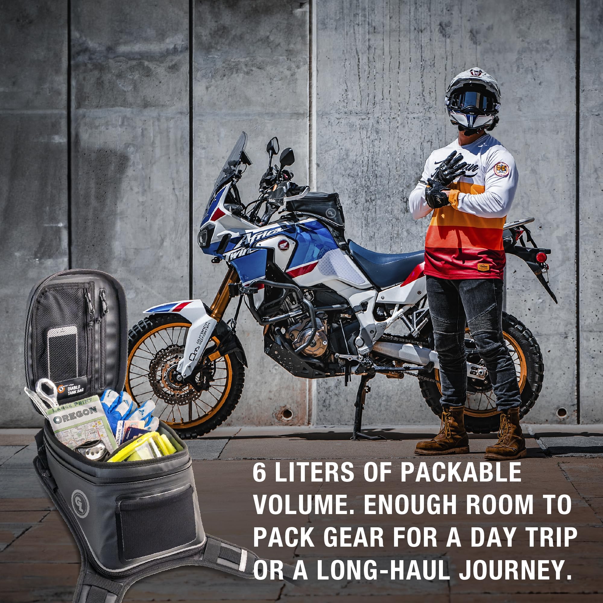 Giant Loop Diablo Black Waterproof Motorcycle Tank Bag - 6L Capacity for Small Items, Fits Dirt Bikes, Adventure & Dual Sport Bikes - Perfect for Off-Road Riding, Commuting & Travel Accessories