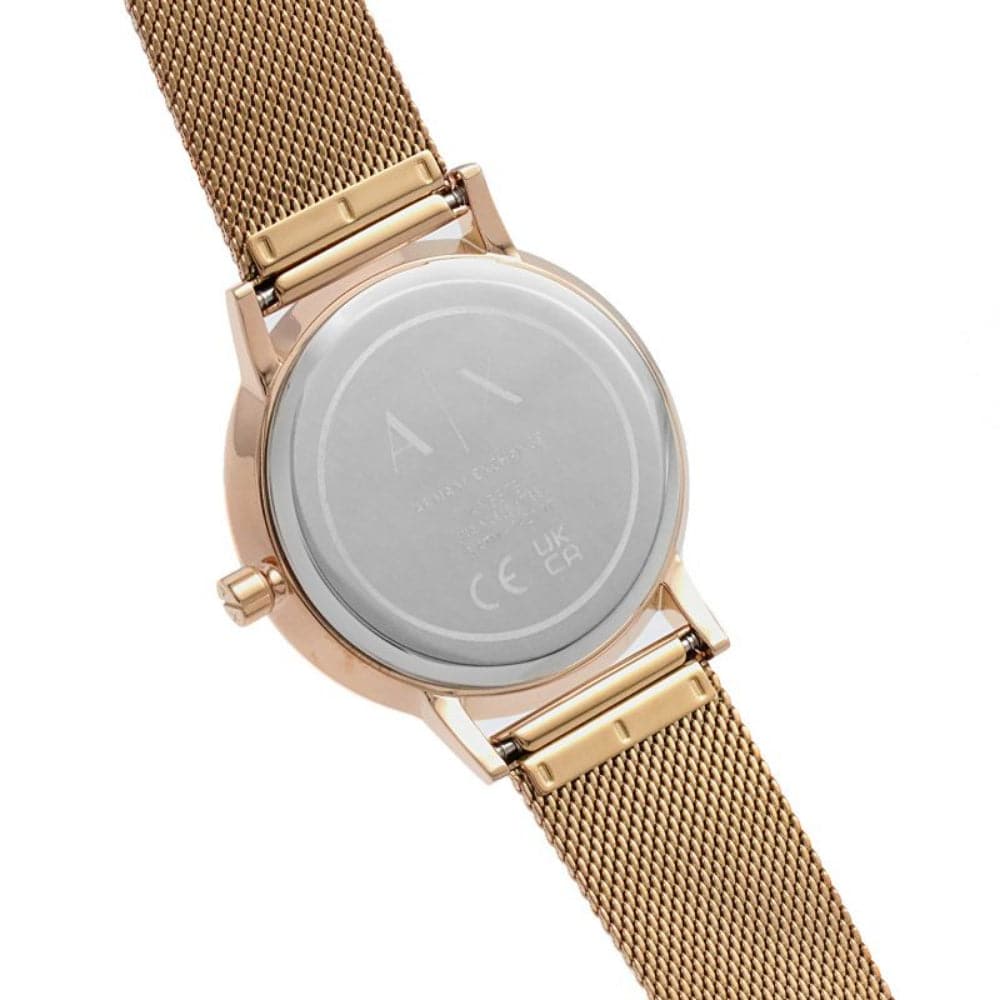 Armani Exchange AX5573 Women's Watch - Silver Dial & Rose Gold Milanese Strap for Fashion & Everyday Wear