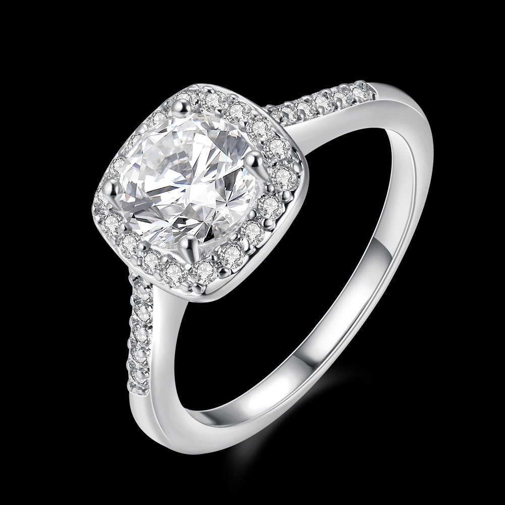 925 Sterling Silver CZ Crystal Square Ring for Women - Elegant Wedding, Engagement & Anniversary Jewelry Gift - Perfect for Bridal, Party & Special Occasions