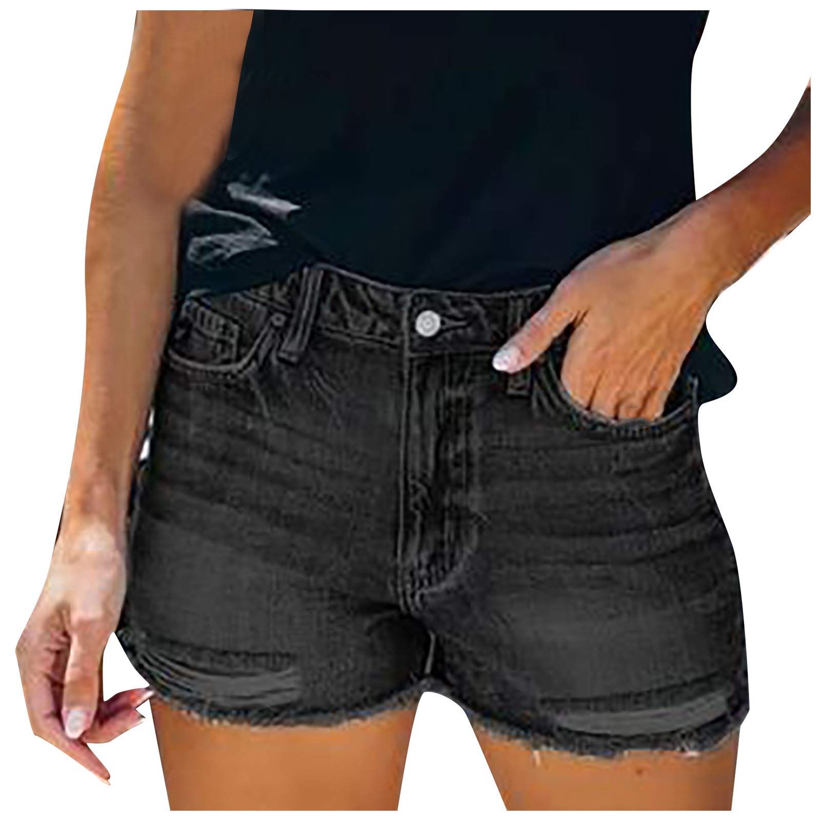 Women's High Waist Stretch Denim Cut Off Shorts - Sexy Blue Jean Shorts for Summer | Plus Size & Slim Fit | Perfect for Beach, Casual Outings & Night Out