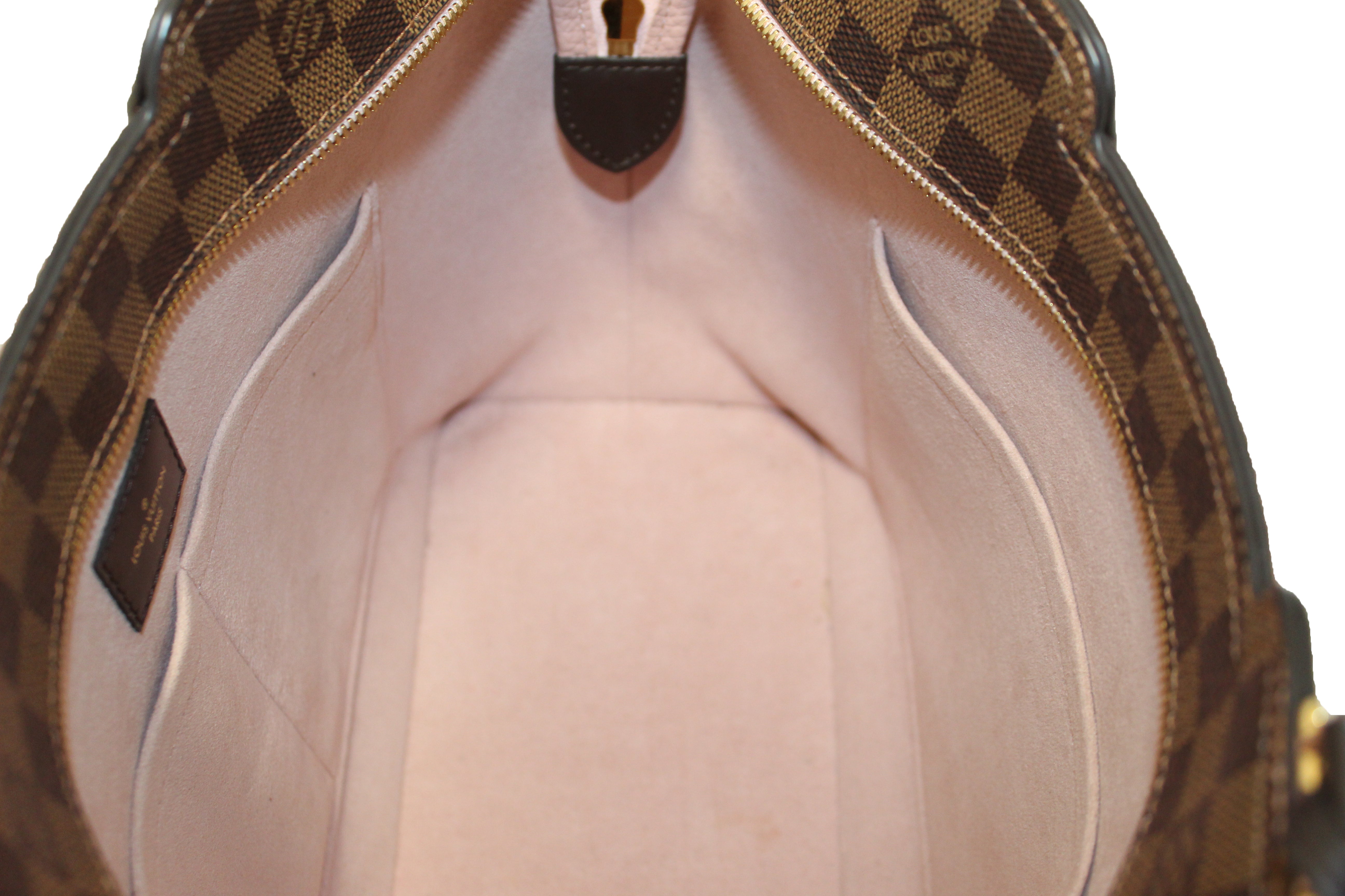Authentic Louis Vuitton Damier Ebene Tote Bag with Pink Leather Trim - Luxury Designer Handbag for Women, Perfect for Work, Travel & Everyday Use
