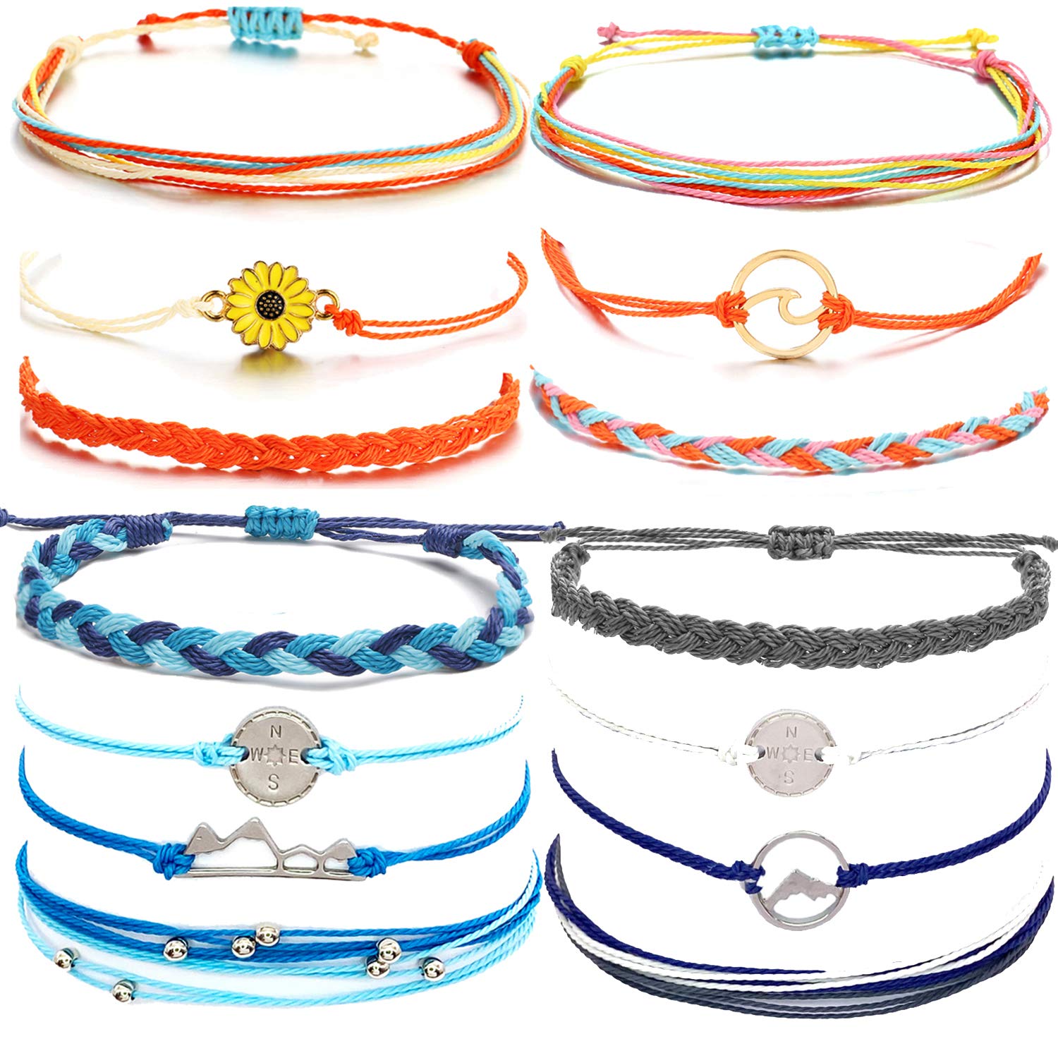 HUASAI Handmade Waterproof Sunflower String Bracelets for Women & Teen Girls - Boho Friendship Bracelet & Anklet - Perfect for Gifts, Beach Wear, and Festival Accessories