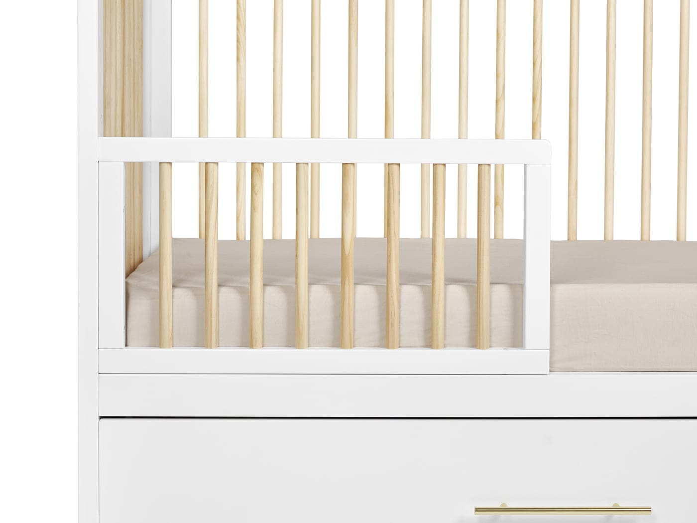 Hush Crib with Trundle - Gold Handle Baby Bed for Nursery, Toddler & Guest Room - Perfect for Small Spaces & Sleepovers