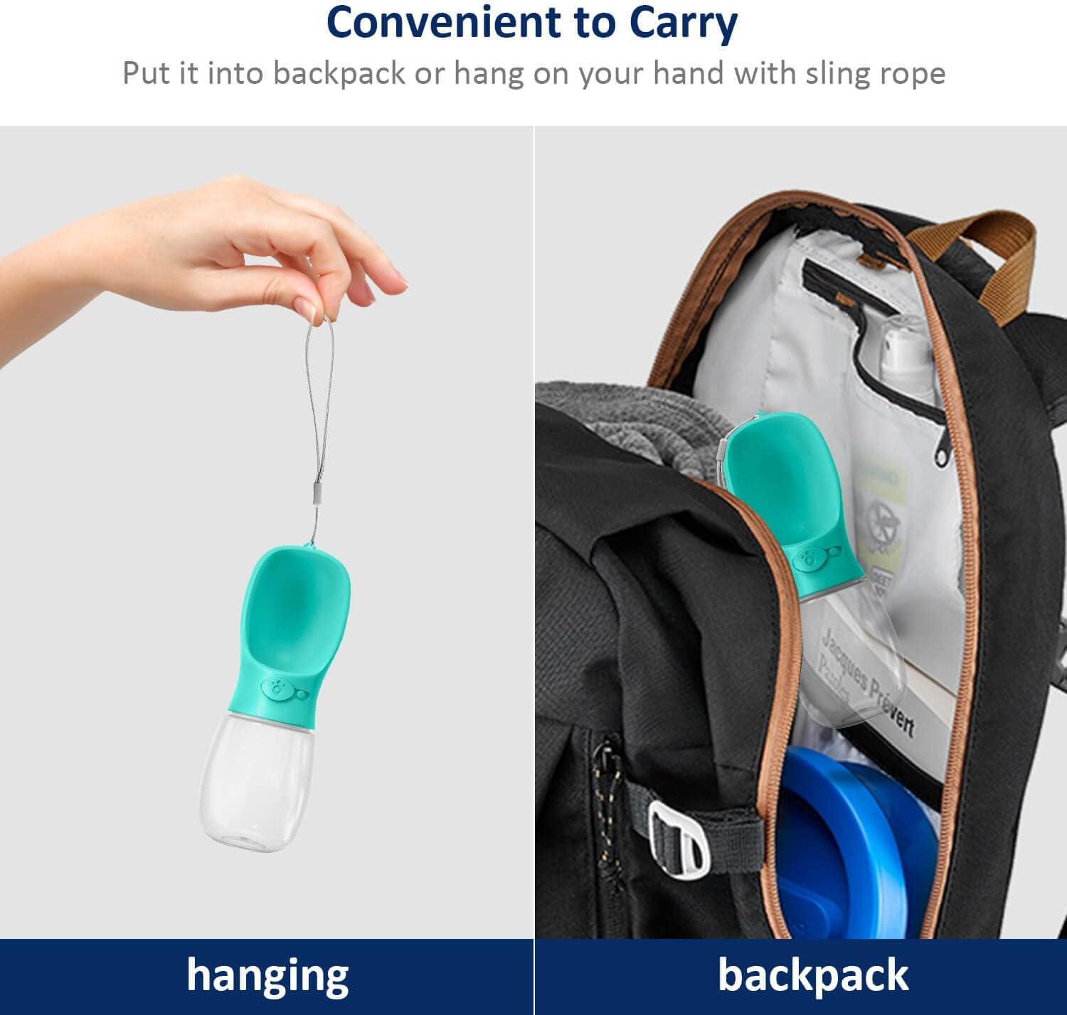 SHRBI Portable Dog Water Bottle with Dispenser & Drinking Bowl - BPA-Free Pet Water Feeder for Outdoor Walking, Hiking, Travel - Ideal for Dogs on the Go, Park Visits, and Road Trips