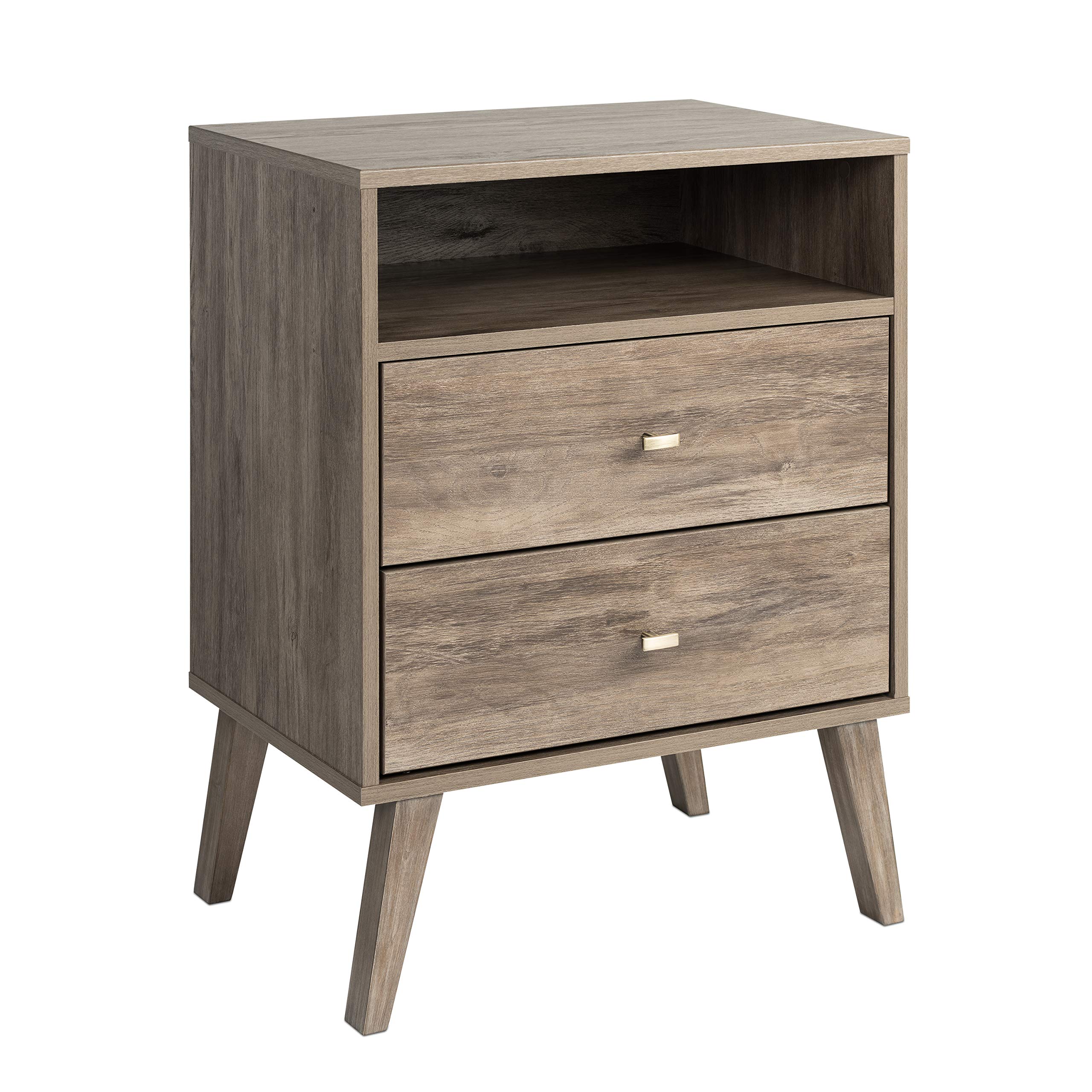 Prepac Milo 6-Drawer Dresser and 2-Drawer Tall Nightstand with Open Shelf - Drifted Gray - Modern Bedroom Furniture Set for Storage and Organization