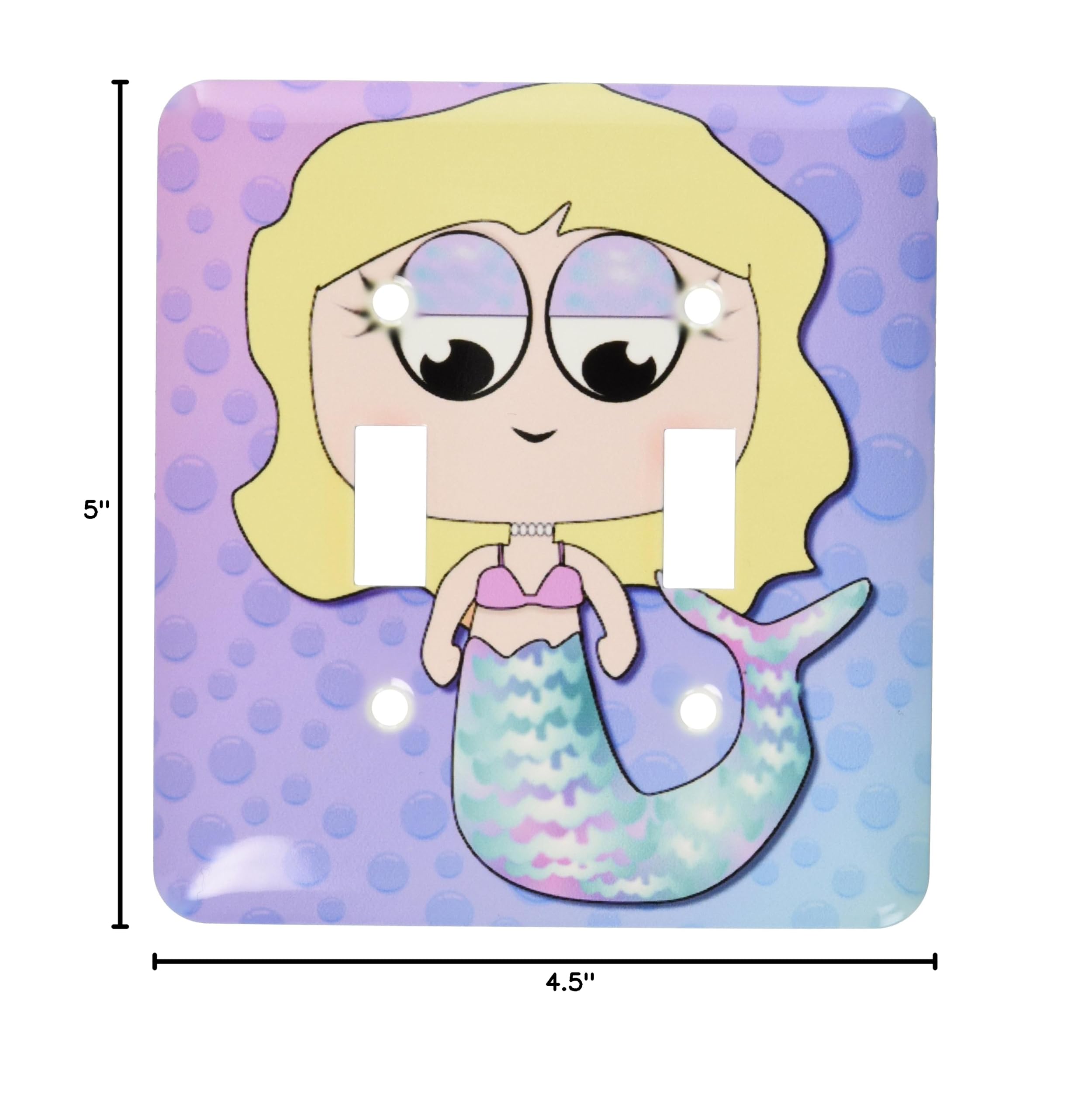 3D Rose Cute Blonde Mermaid Girl with Iridescent Fin & Bubbles - Fantasy Wall Art, Home Decor, Bedroom & Bathroom Decoration - Double Toggle Switch for Light Control