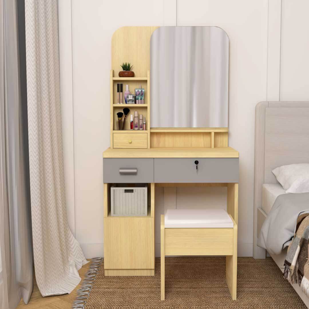 Eldora Vanity Dressing Table with Mirror and Stool - Elegant Makeup Desk for Bedroom, Bathroom & Salon - Perfect for Makeup, Skincare & Hair Styling