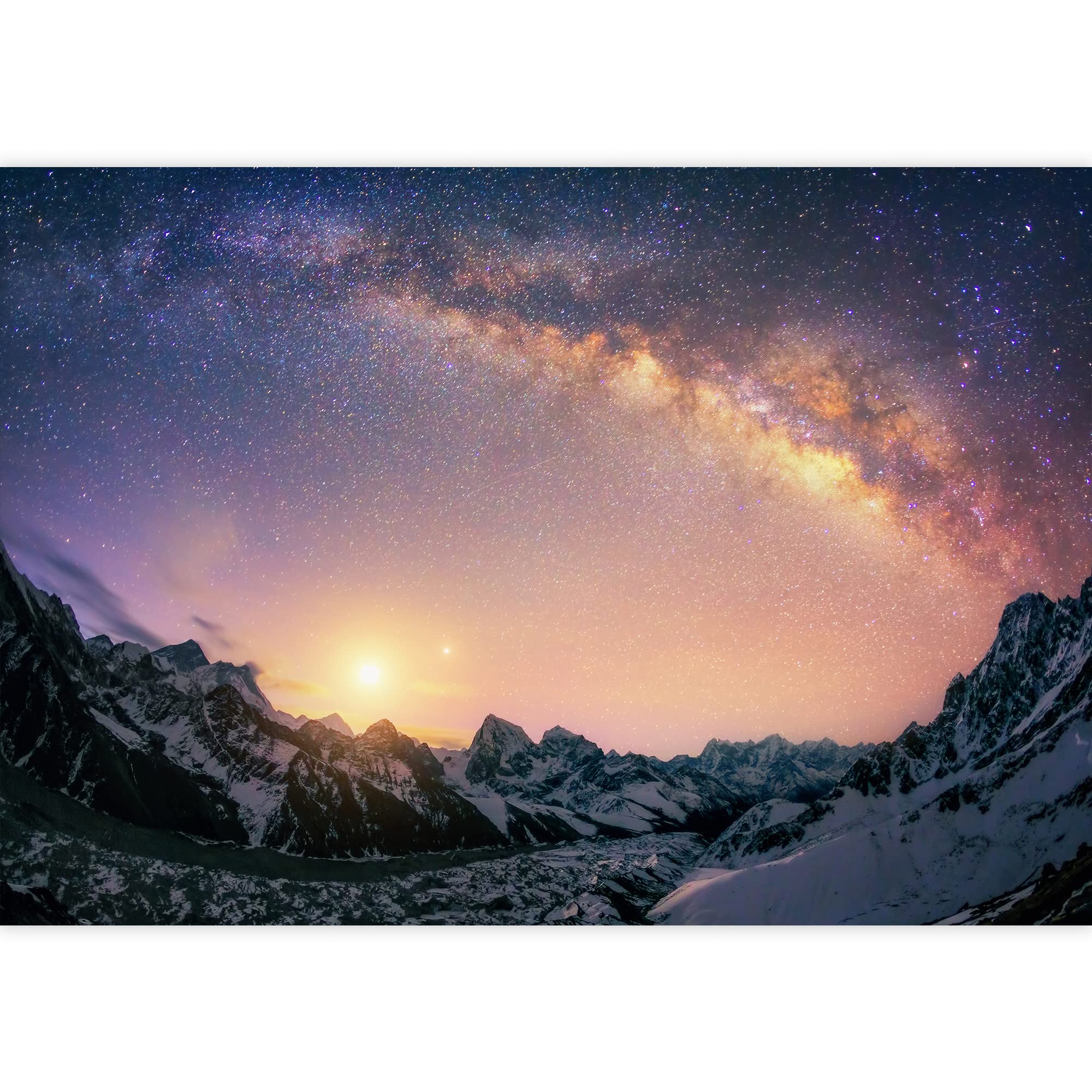 Wall26 - Stunning Milky Way Mountain Night View Wall Mural - Removable Self-Adhesive Large Wallpaper (66x96 inches) - Perfect for Bedroom, Living Room & Office Decor