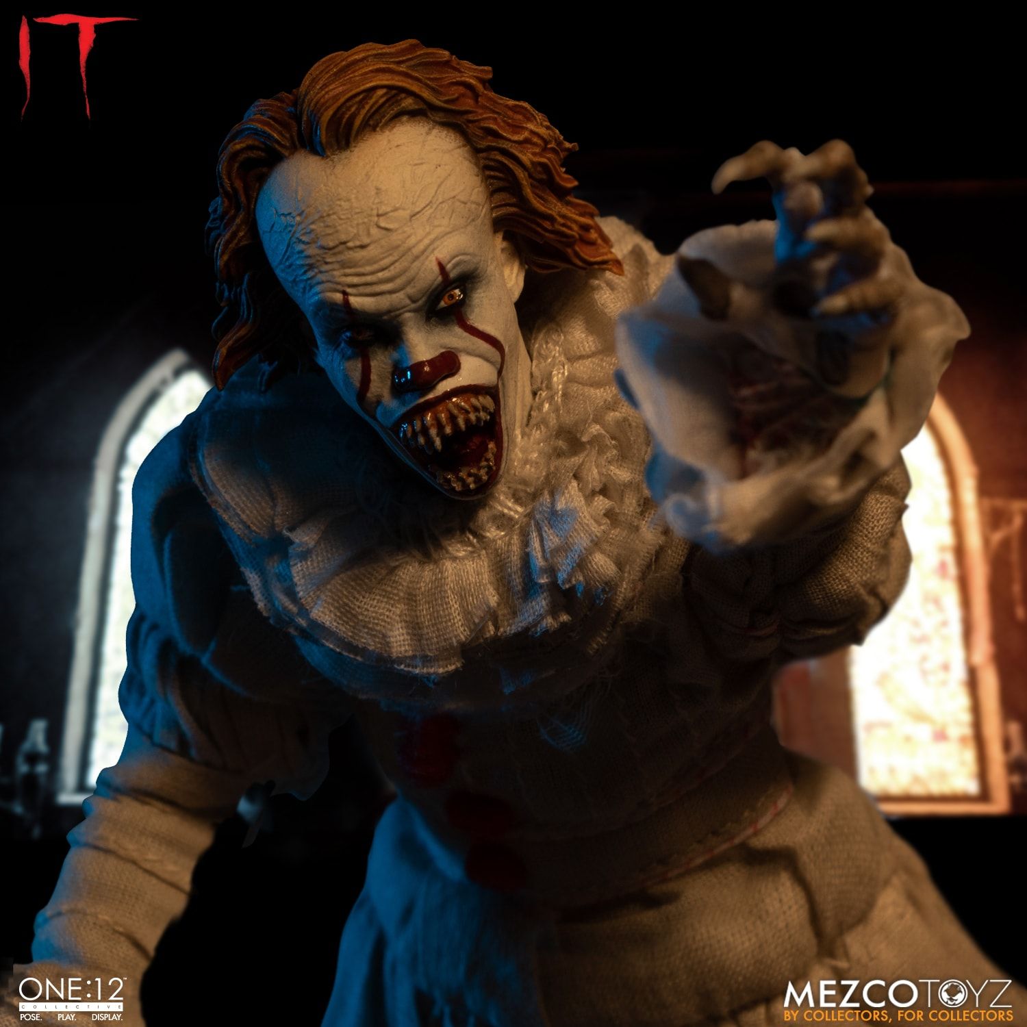 Mezco Toyz One:12 Collective IT (2017) Pennywise 1/12 Scale Action Figure - Horror Movie Collectible for Display & Photography - Perfect for Stephen King Fans & Action Figure Collectors