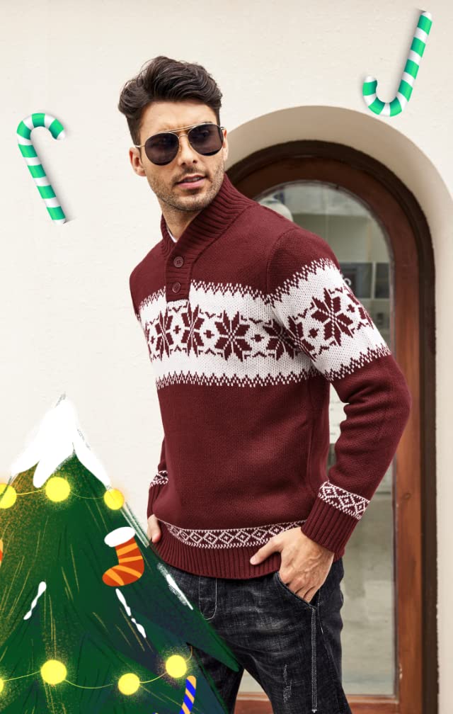 COOFANDY Men's Ugly Christmas Sweater - Festive Snowflake Knit Pullover for Holiday Parties & Casual Winter Wear