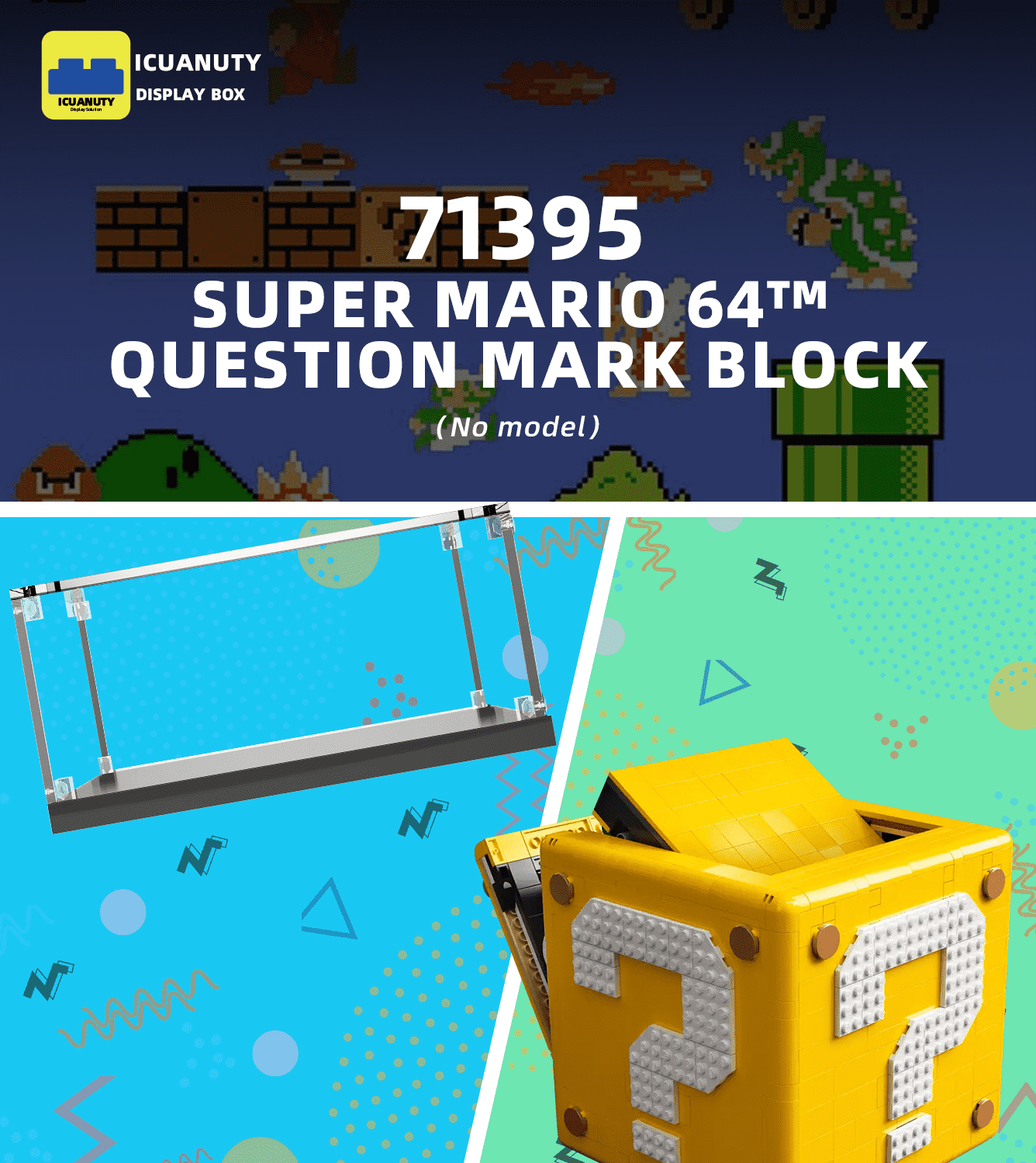LEGO Super Mario 64 Question Mark 71395 Display Case - Clear Protective Showcase for Collectible Building Blocks - Perfect for Home Decor, Office Display & Gift Presentation