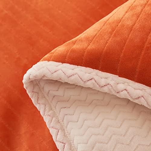 Luxury Fluffy Warm Mink Duvet Cover Set - Queen Size 4pc, Soft & Washable Comforter Cover, Elegant Throw Blanket for Sofa, Bed, Couch - Orange | Cozy Home Decor & Perfect for Winter Nights