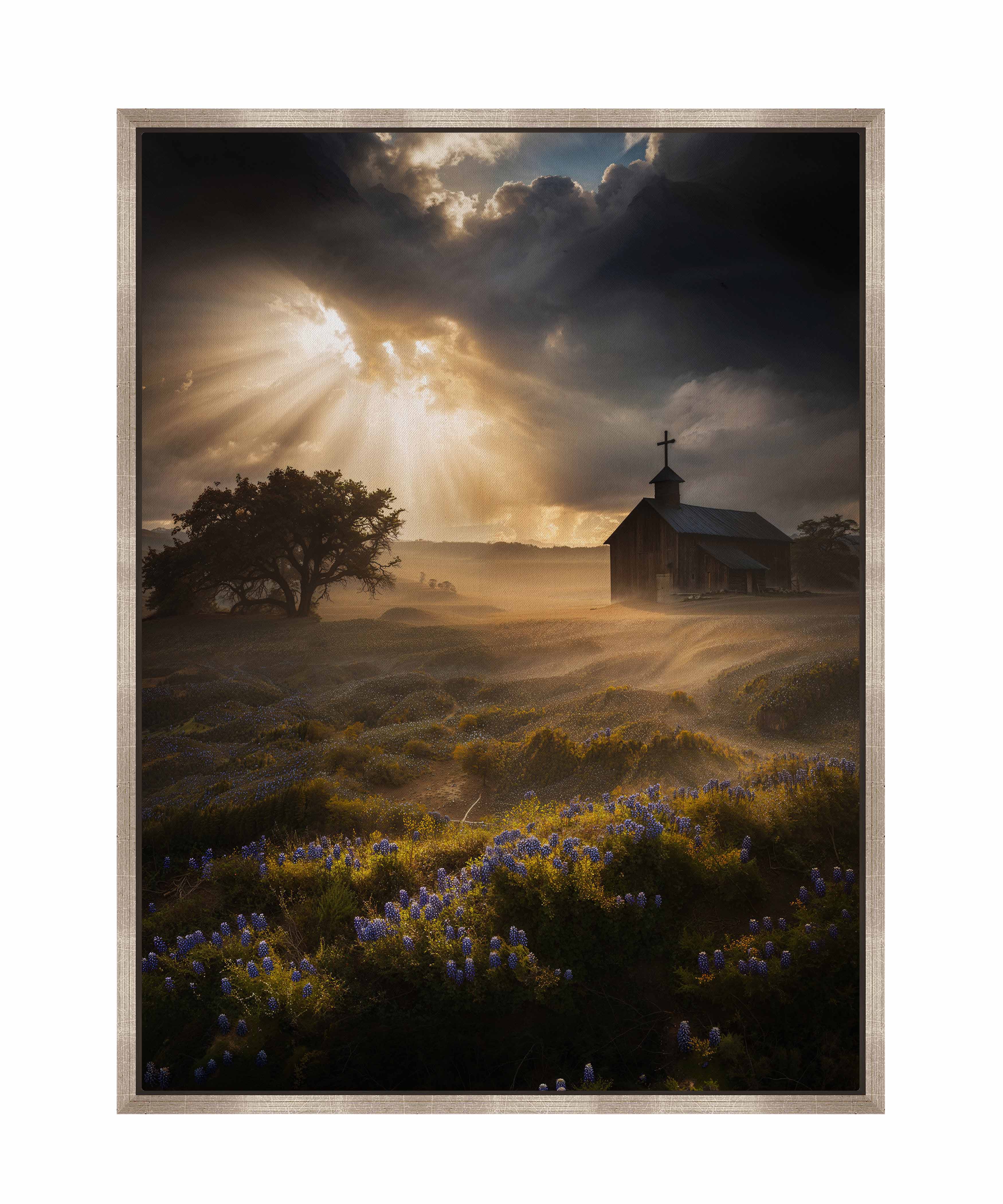 Celestial Rays Over Lone Star Land II - Stunning Galaxy Space Art Print on Gallery Wrapped Canvas - Perfect for Living Room, Bedroom & Office Wall Decor