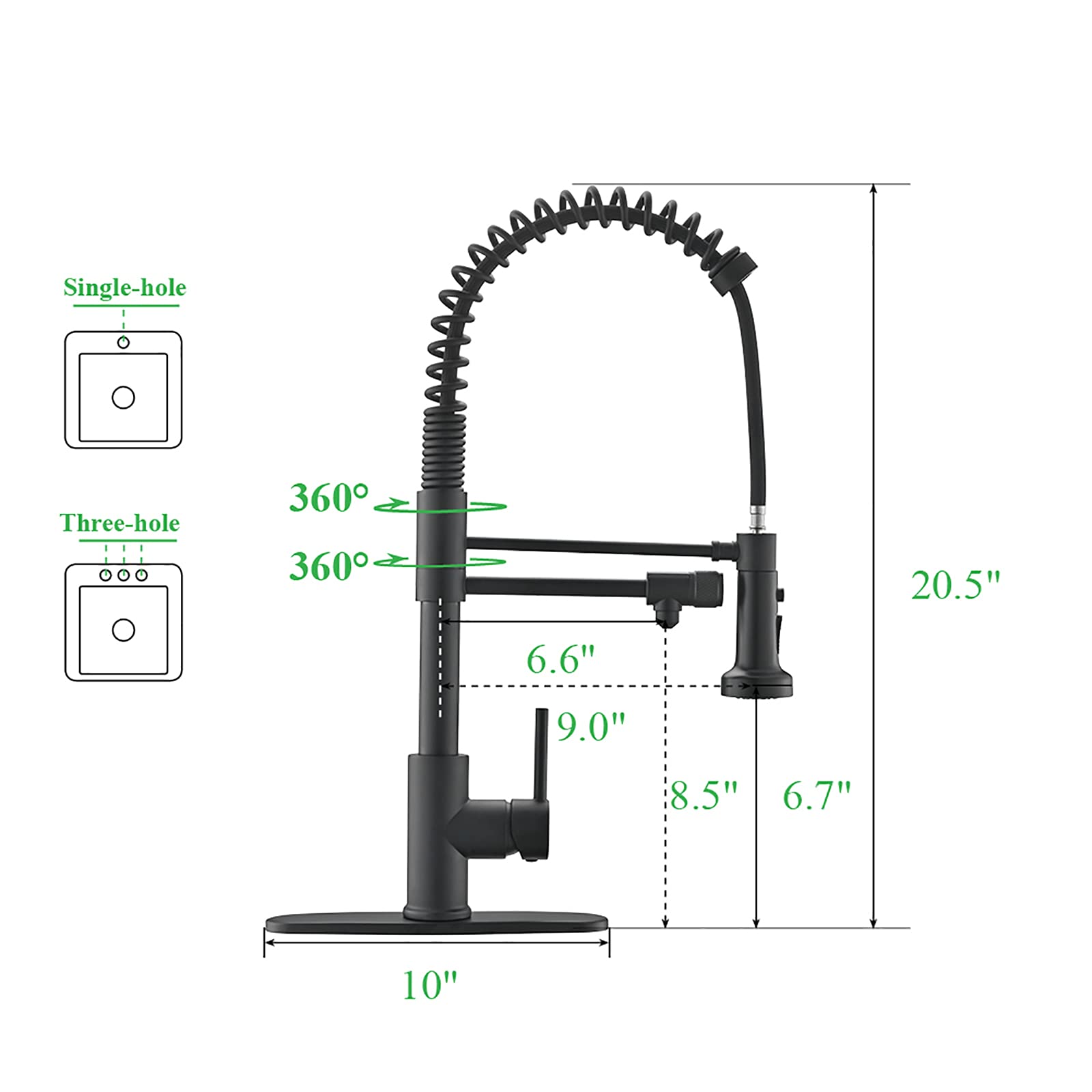 Premium Matte Black Stainless Steel Pull-Down Kitchen Faucet with Water Filtration - High Arc Bar Sink Faucet for Modern Home & Commercial Use (Model PB1030) - Perfect for Drinking Water, Cooking, and Dishwashing