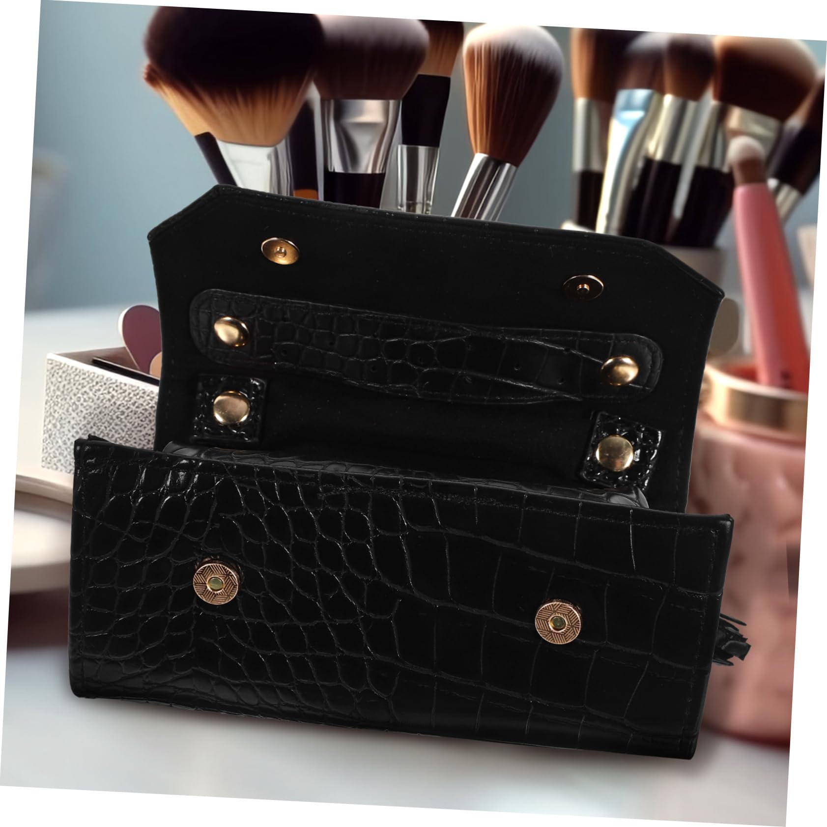 Ciieeo Travel Jewelry Organizer Roll - PU Leather Jewelry Case for Necklaces, Rings & Earrings - Compact & Scratch-Resistant Storage Pouch for Women - Perfect for Vacation, Business Trips & Daily Use
