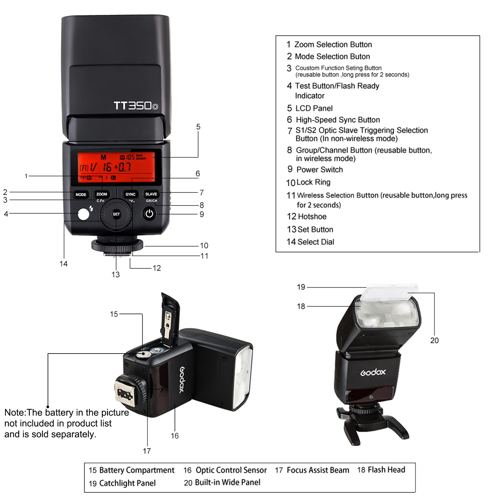 Godox TT350O Mini TTL 2.4G Wireless Flash for Olympus & Panasonic Cameras | GN36 HSS Speedlite up to 1/8000s | Compact Camera Flash for Travel & Portrait Photography