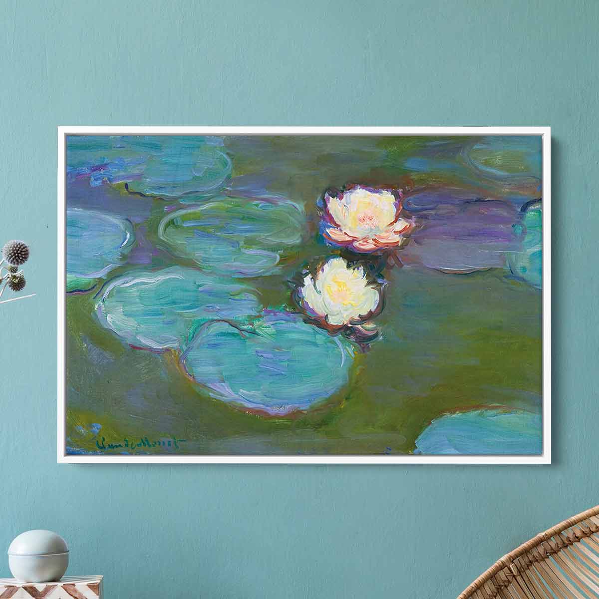 Blue Water Lilies Wall Art Canvas Print - 7296 - Modern Home Decor for Living Room, Bedroom & Office