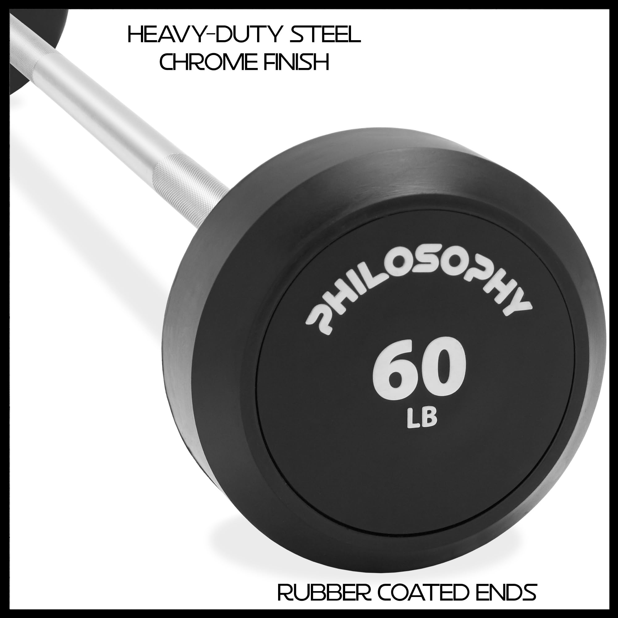 Best Fixed Barbell for Strength Training - Pre-Loaded Rubber Weighted Gym Bar for Weightlifting & Home Workouts | Perfect for CrossFit, Powerlifting & Home Gym