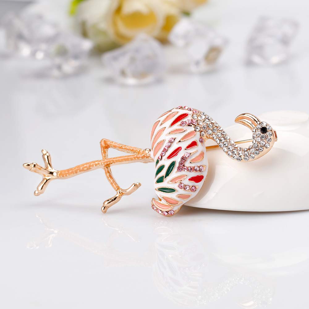 Sparkling Rhinestone Flamingo Brooch Pin for Women - Elegant Floral Corsage Jewelry for Dresses, Hats & Special Occasions