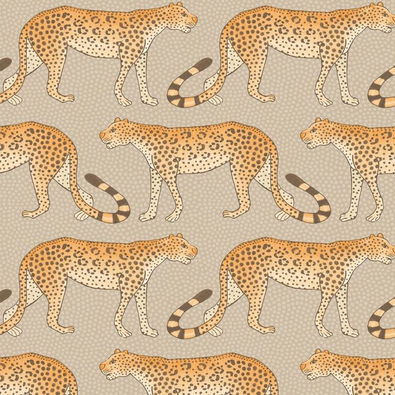 Cole and Son Leopard Walk Stone Orange Wallpaper - Premium Vintage Animal Print Design for Living Room, Bedroom, or Home Office Decor