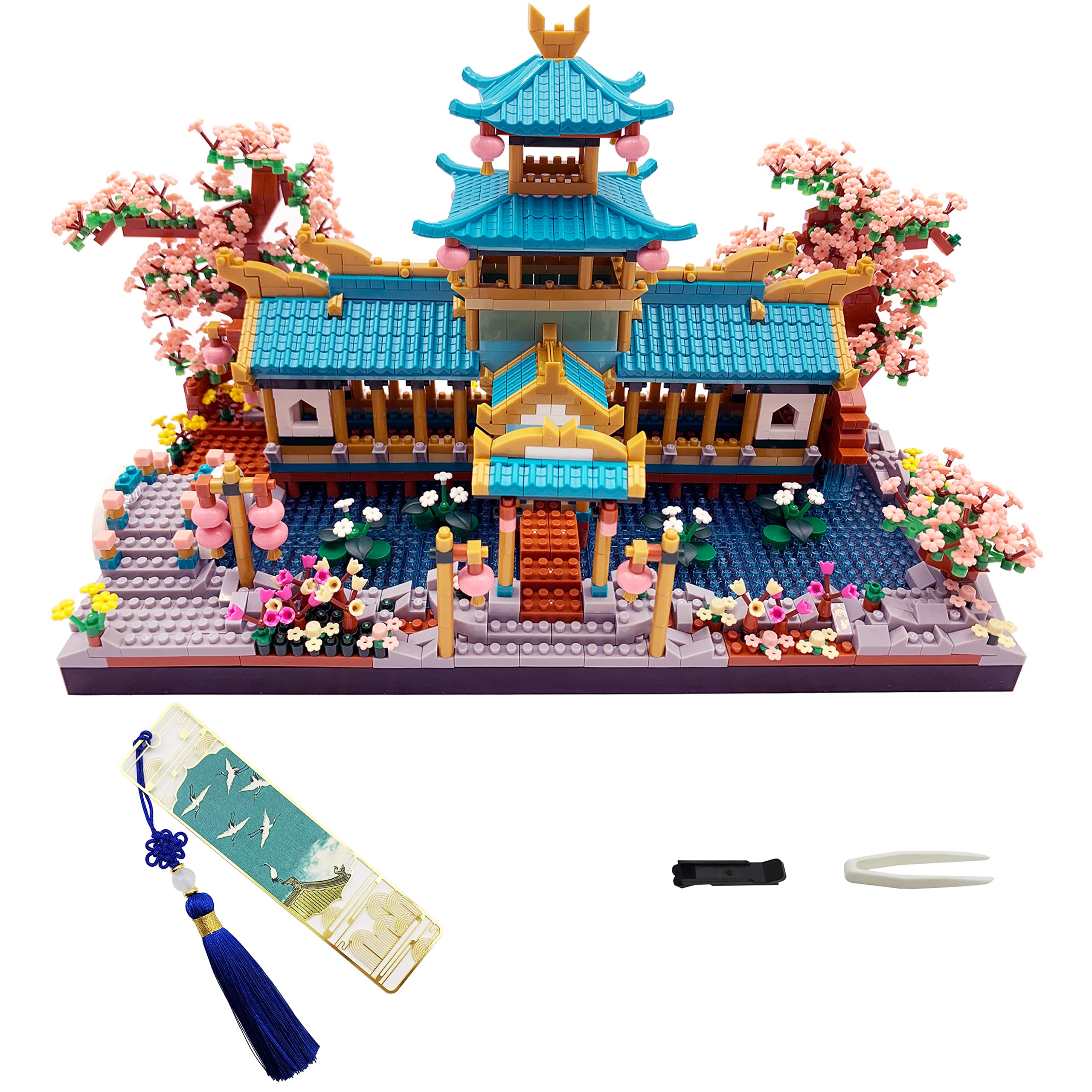Alizdd Micro Building Blocks Set - 2350pcs Chinese Suzhou Garden & Japanese Sakura Bonsai Tree Architecture Model Kit | Creative Mini Brick Toy for Adults & Kids 14+ | Perfect for Home Decor, Stress Relief & STEM Learning