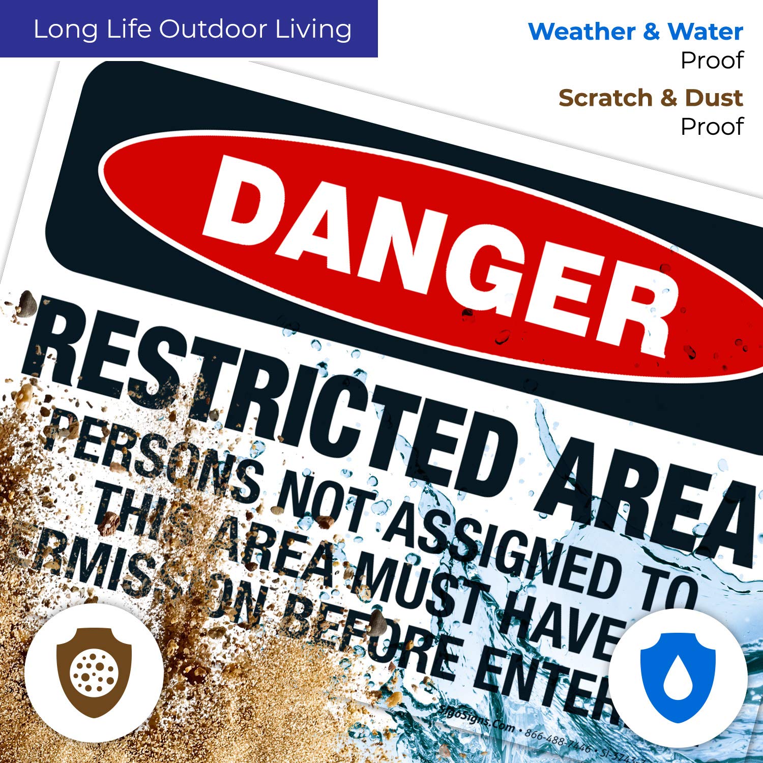 OSHA Danger Sign - Restricted Area Persons Not Assigned Must Have Permission - 10x7 Inches Rust-Free .040 Aluminum - Fade Resistant for Indoor/Outdoor Use - Made in USA - Perfect for Construction Sites, Warehouses & Industrial Facilities