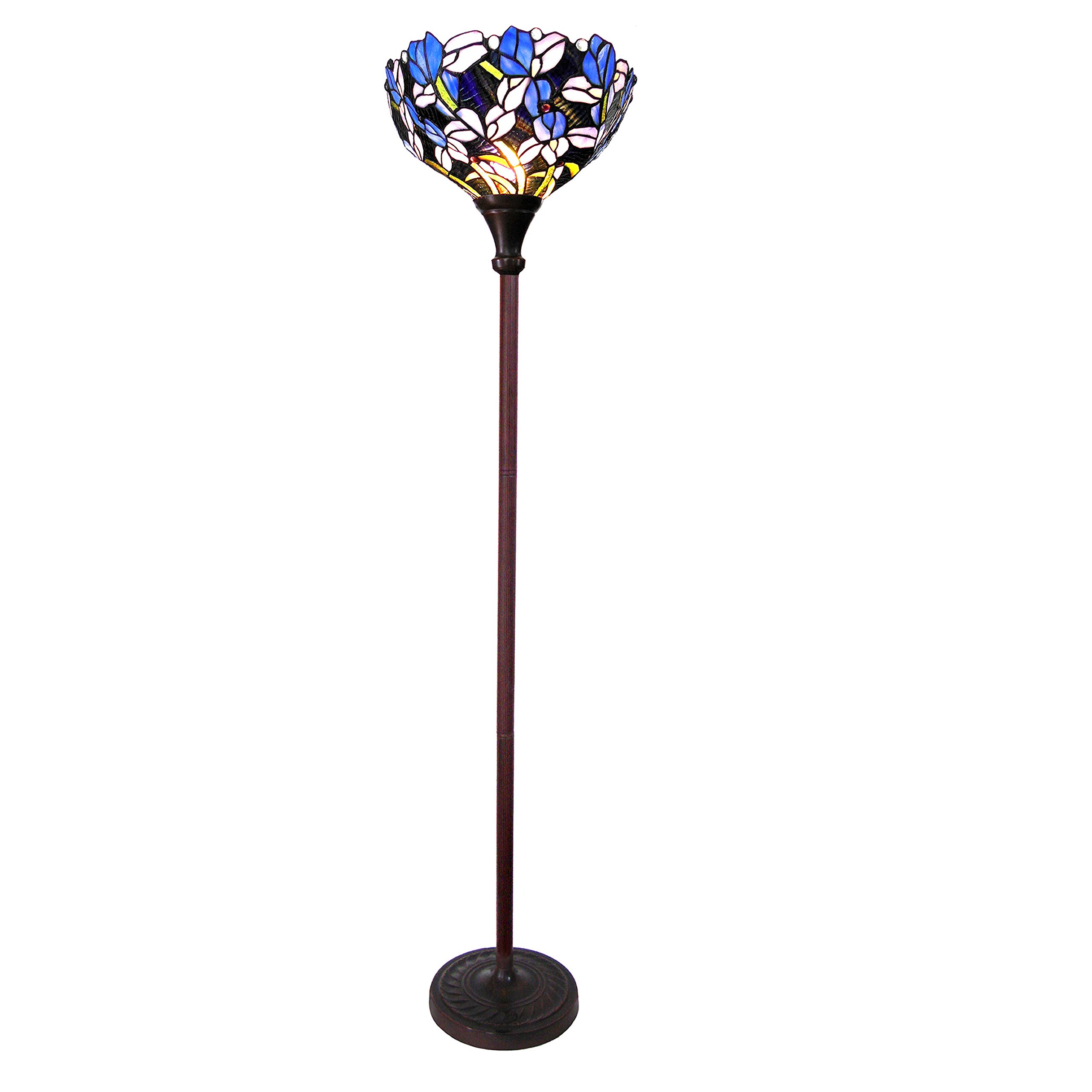 Tiffany-Style 1 Light Iris Torchiere Floor Lamp with 14.5