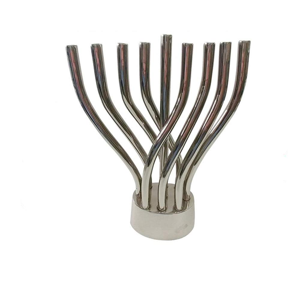 Yair Emanuel Hanukah Menorah - Premium Anodized Silver Rotating Menorah Candle Holder for Hanukkah - Elegant Chanukah Menorah Fits All Standard Hanukkah Candles - Perfect for Jewish Holiday Decorations & Home Celebrations