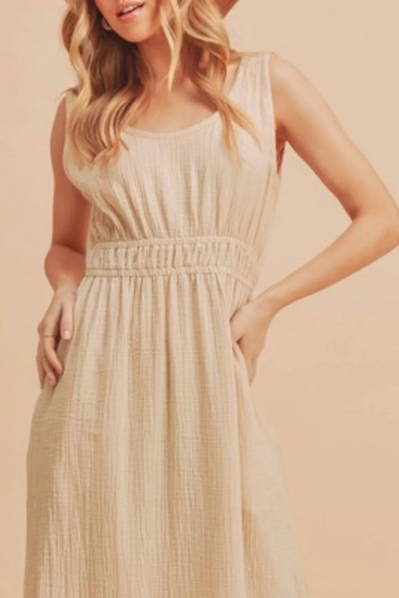 Aemi + Co Women's Side Slit Round Neck Sleeveless Tank Dress - Casual Summer Dress for Beach, Vacation & Everyday Wear