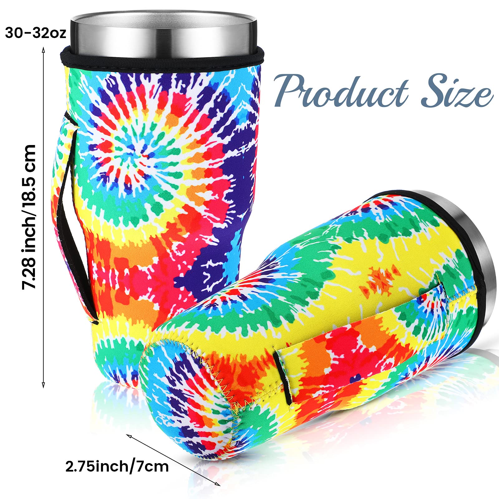 24-Pack Reusable Neoprene Coffee Cup Sleeves for 30-32 oz Tumblers - Insulated Cold & Hot Drink Holders with Handle for Iced Coffee, Smoothies, and Beverages - Perfect for Office, Travel, and Outdoor Use