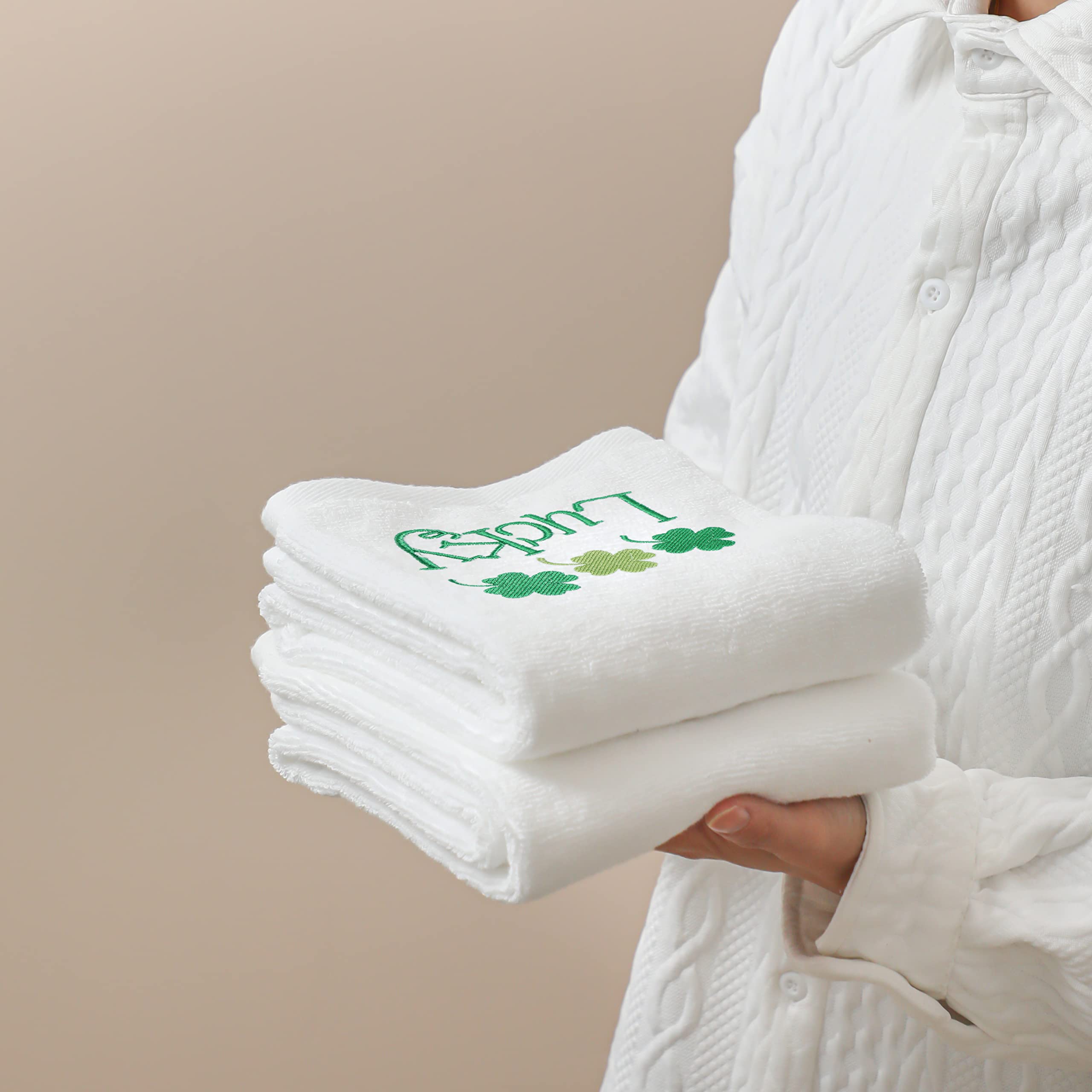 **St. Patrick's Day Irish Hand Towels - 100% Cotton Embroidered Green Gnome & Shamrock Design - Decorative Kitchen & Bathroom Dish Towels Set of 2 (14x29 Inches) - Perfect for St. Patrick's Day Decor, Gifts, and Irish-Themed Parties**