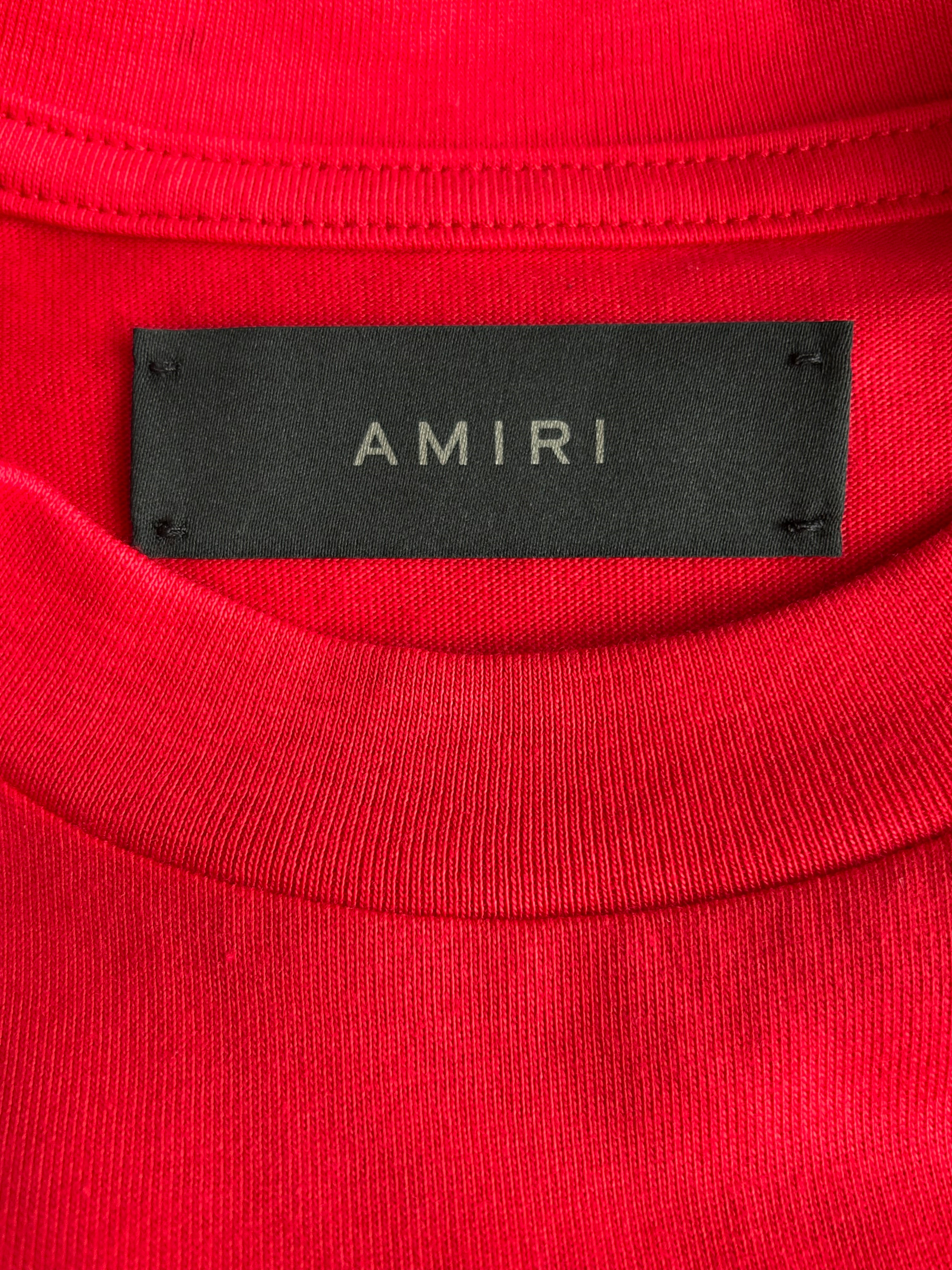 Amiri Red & White Studios Logo T-Shirt for Men - Stylish Graphic Tee for Casual Wear & Street Fashion