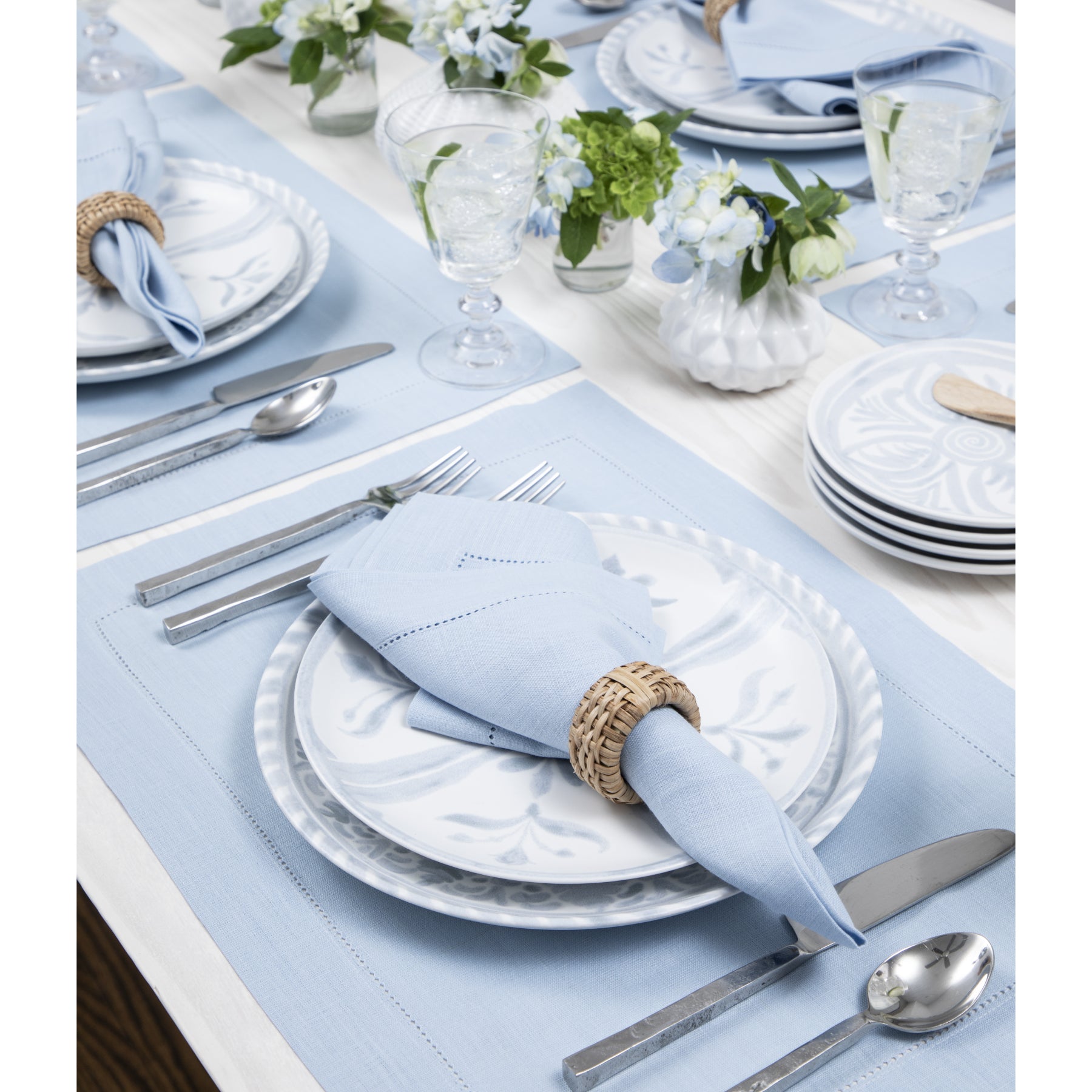 Elegant Classic Hemstitch Placemats Set of 4 - Premium Linen Table Mats for Dining Room Decor - Perfect for Thanksgiving, Christmas Dinner & Formal Entertaining