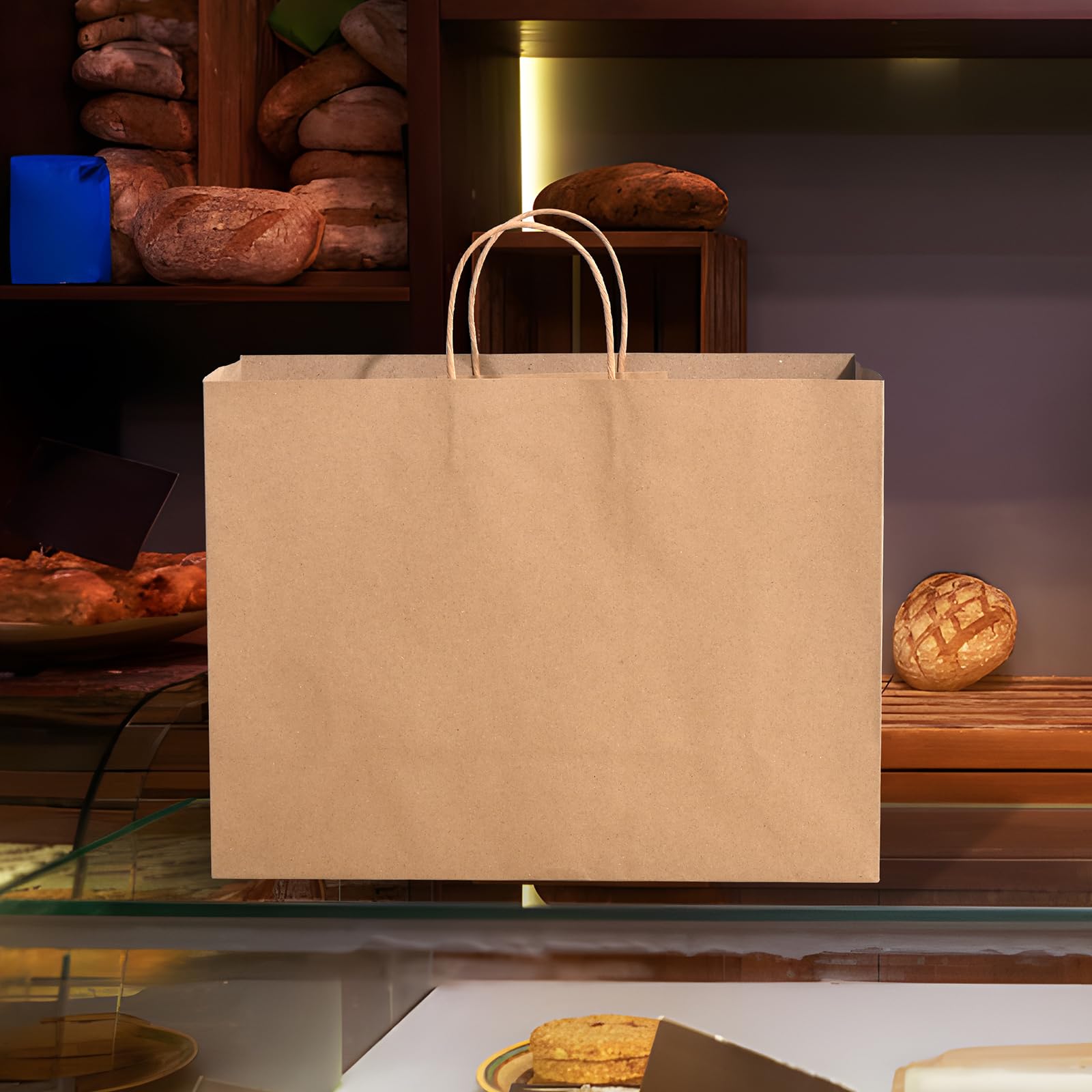 50PCS Kraft Gift Bags with Handles - 16x6x12 Inch Large Brown Paper Bags Bulk for Birthday Party, Grocery Retail, Shopping Business | Eco-Friendly Packaging for Gifts, Parties & Store Merchandise
