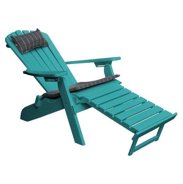 A&L Furniture Poly Folding Reclining Adirondack Chair with Pullout Ottoman - Outdoor Patio, Poolside, Garden, and Deck Relaxation Chair