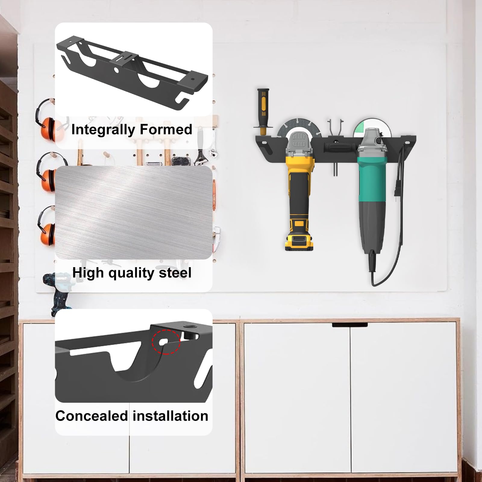 Fepinc Metal Angle Grinder Holder - Wall Mount Storage Rack for Power Tools | Workshop, Garage & Shed Organization | Durable Hand Tool Organizer for Angle Grinders | Perfect for DIY Projects & Home Improvement