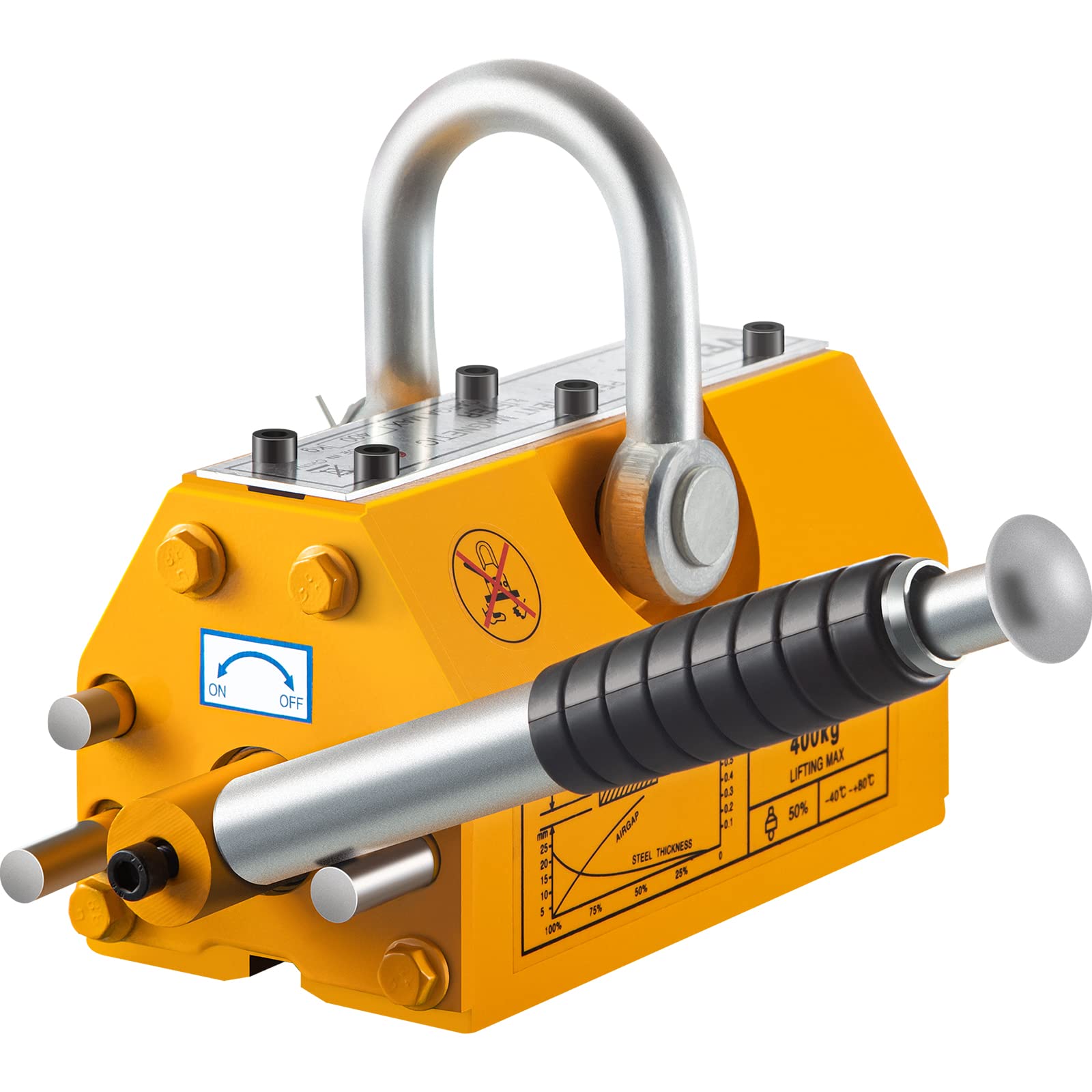 VEVOR 880 LBS Lifting Magnet with Release - Heavy Duty Neodymium Permanent Lift Magnet for Steel, Hoist, Shop Crane - Ideal for Metalworking, Construction & Warehouse Lifting Operations