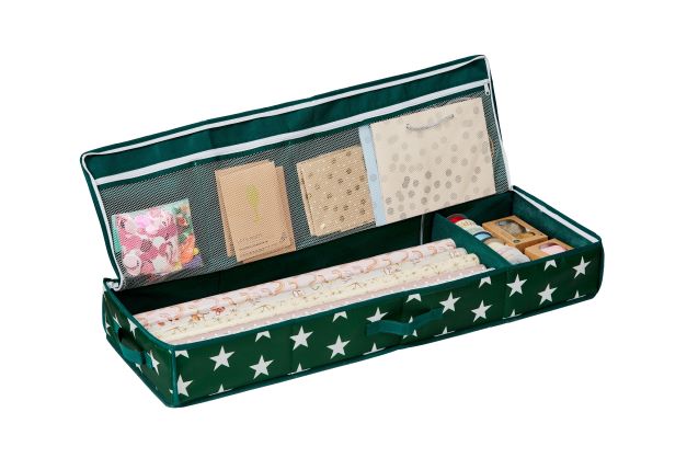 Gift Wrap Storage Organizer - Multi-Color Wrapping Paper & Ribbon Holder for Holiday, Birthday & Party Gift Wrapping Organization