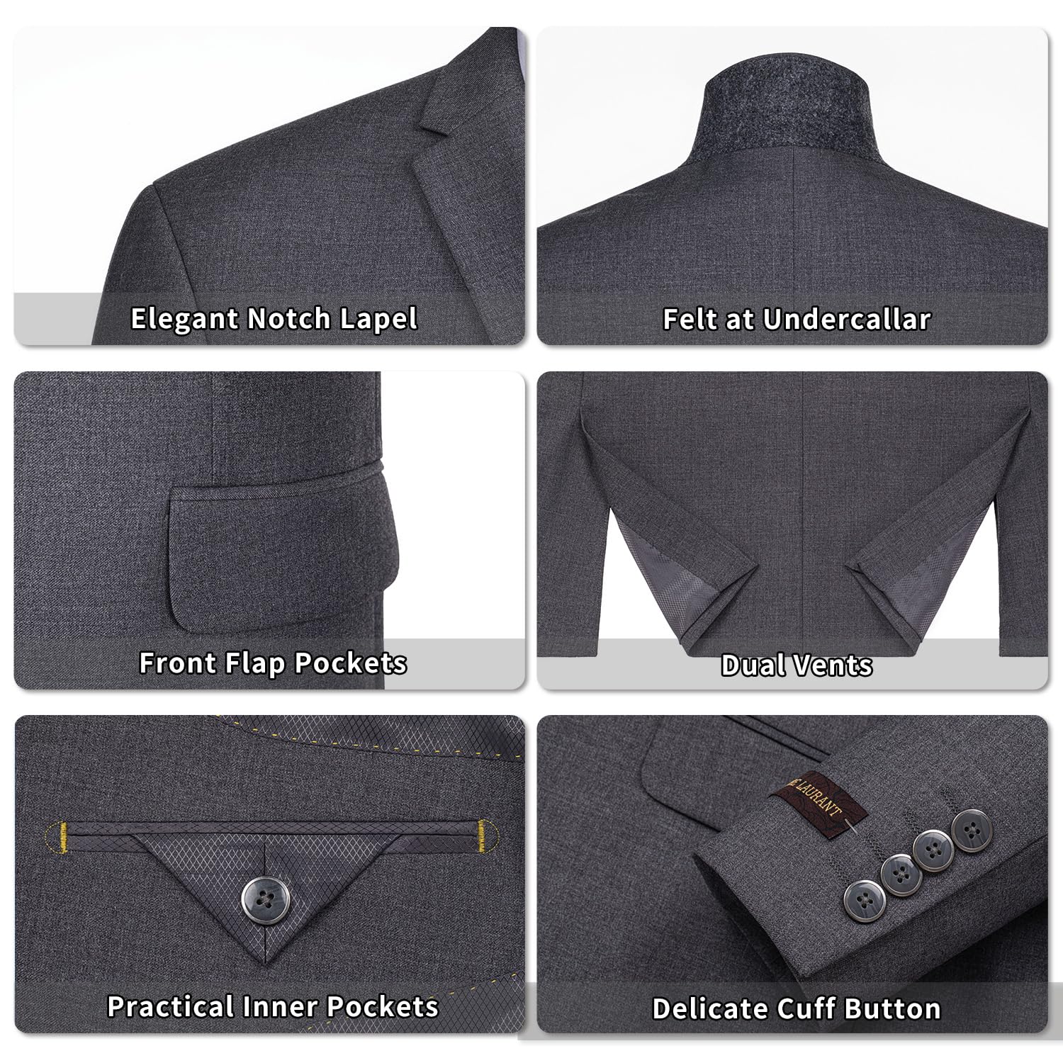 Men's Slim Fit 2-Piece Suit Set - Solid Color Two Button Blazer & Dress Pants | Formal Business Attire for Weddings, Office & Special Occasions