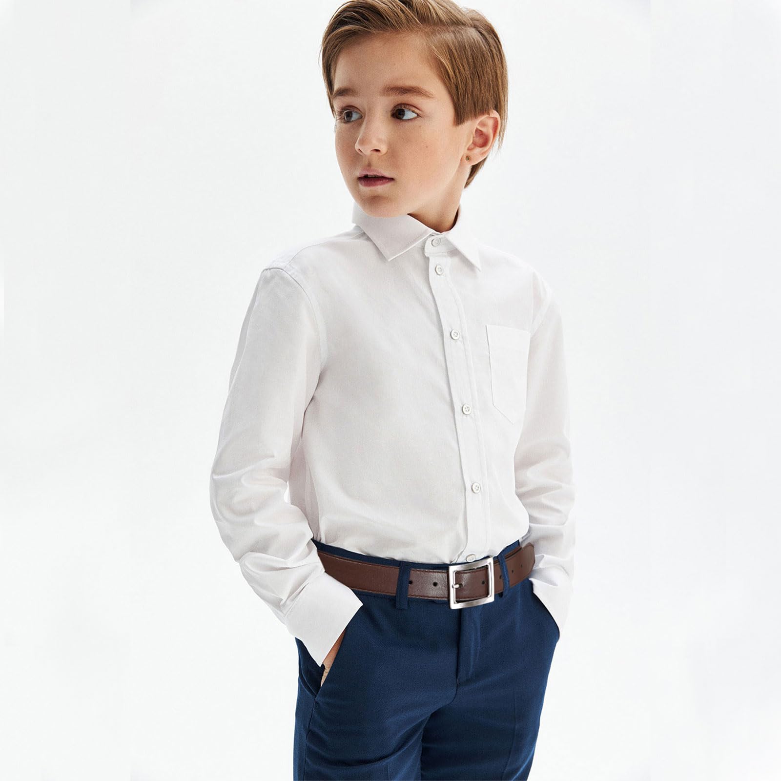 AWAYTR Reversible Kids Belts for Boys - Adjustable Leather Belt for School Uniform & Jeans | Brown & Black | Durable & Comfortable for Daily Wear & Playtime