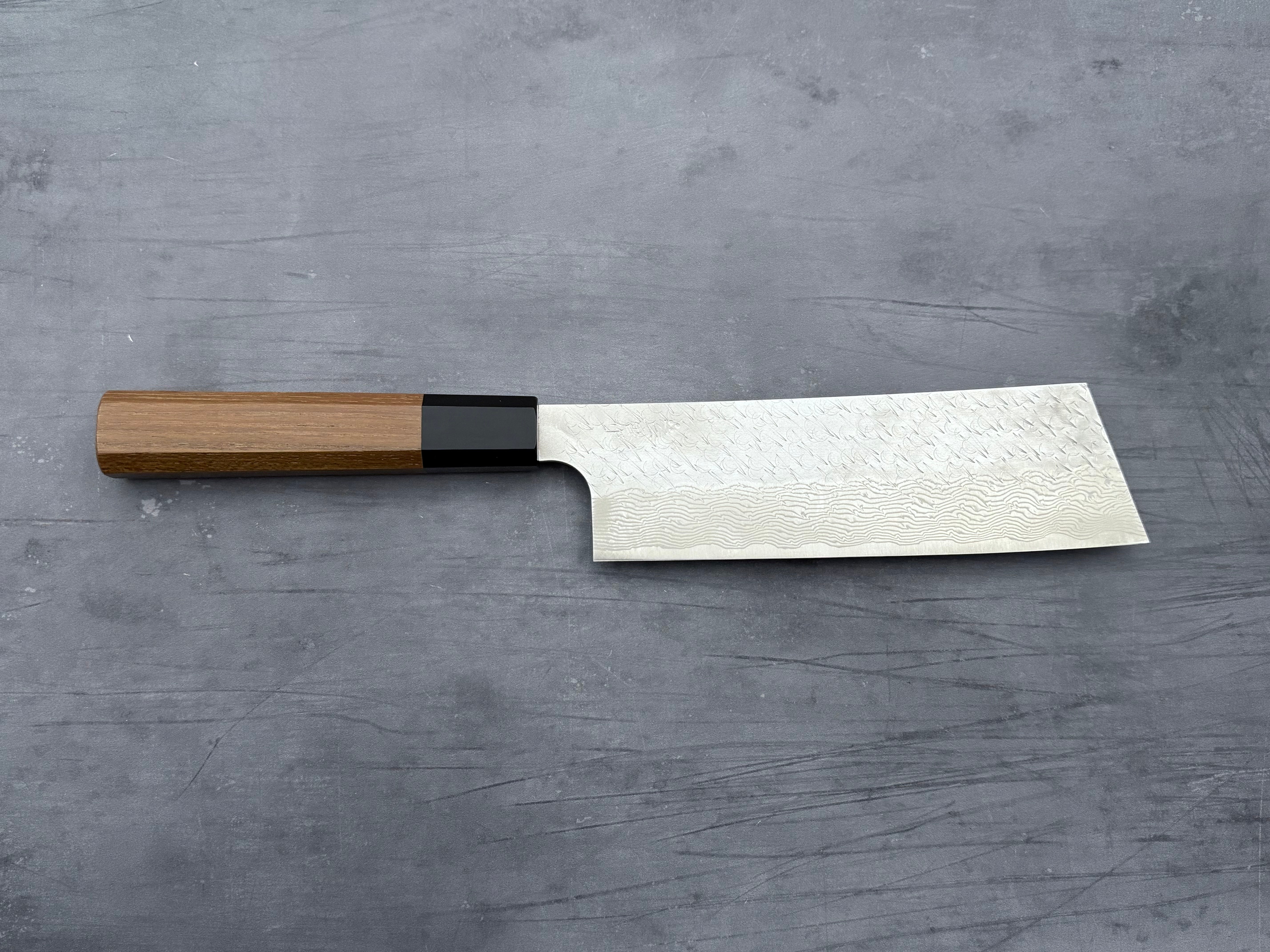 Nigara Hamono SG STRIX Damascus Nakiri Knife - Japanese High Carbon Steel Blade for Professional Chefs & Home Cooking - Perfect for Slicing Vegetables, Herbs & Sushi Prep