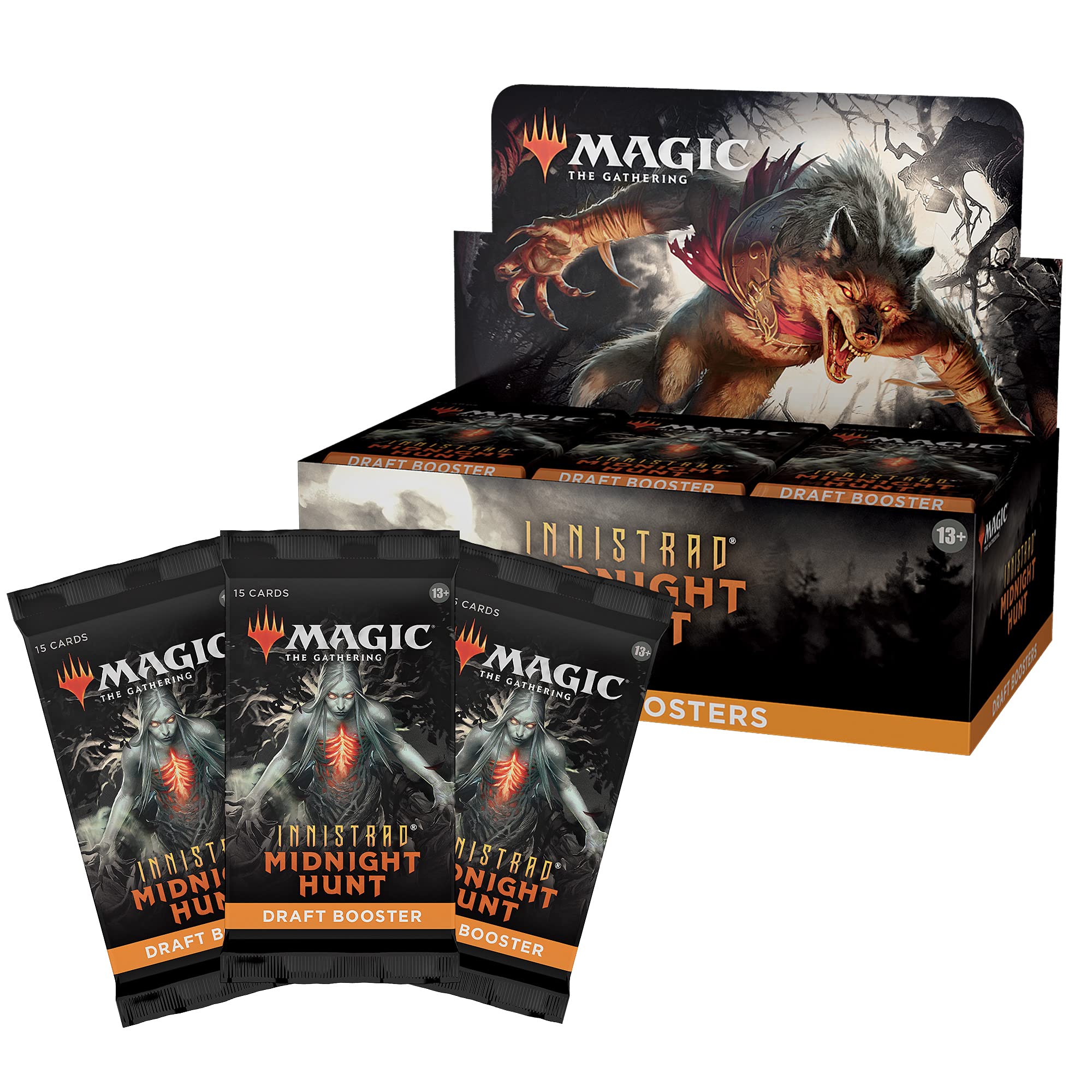 Magic: The Gathering Innistrad: Midnight Hunt Draft Booster Box - 36 Packs (540 Cards) | MTG Collector's Edition, Trading Card Game for Deck Building & Strategy Play | Perfect for Game Nights, Tournaments & Gifts