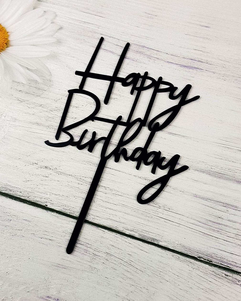 Happy Birthday Cake Topper - Elegant Black Acrylic Party Decoration for Birthday Cakes, Cupcakes & Desserts - Perfect for Birthday Parties, Baby Showers & Special Celebrations