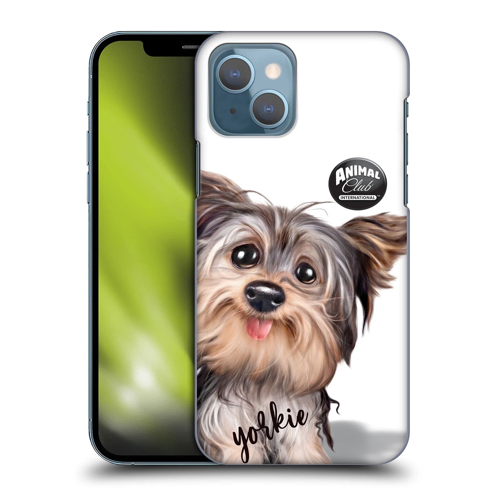 Officially Licensed Animal Club International Yorkie Faces Hard Back Case Compatible with Apple iPhone 13 - Cute Protective Phone Cover for Dog Lovers - Perfect for Everyday Use, Travel & Gifts