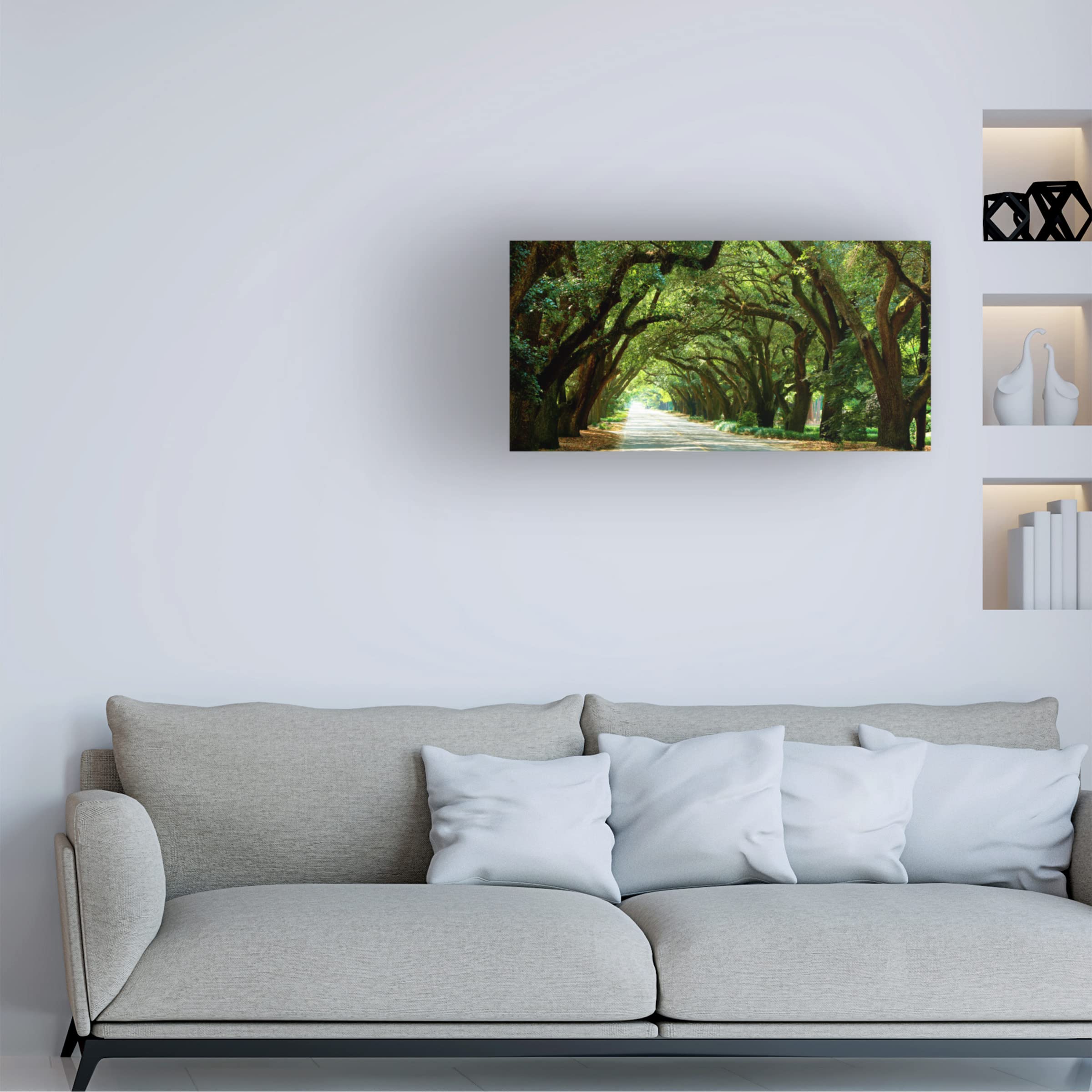 James McLoughlin 'Canopy Road Panorama I' 12x24 Canvas Wall Art Print - Landscape Nature Painting for Living Room, Bedroom & Office Decor
