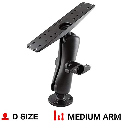 RAM Mounts Large Marine Electronics Mount RAM-D-111U with Medium Arm - Compatible with Garmin, Lowrance, Humminbird & More - Perfect for Boating, Fishing, and Marine Navigation