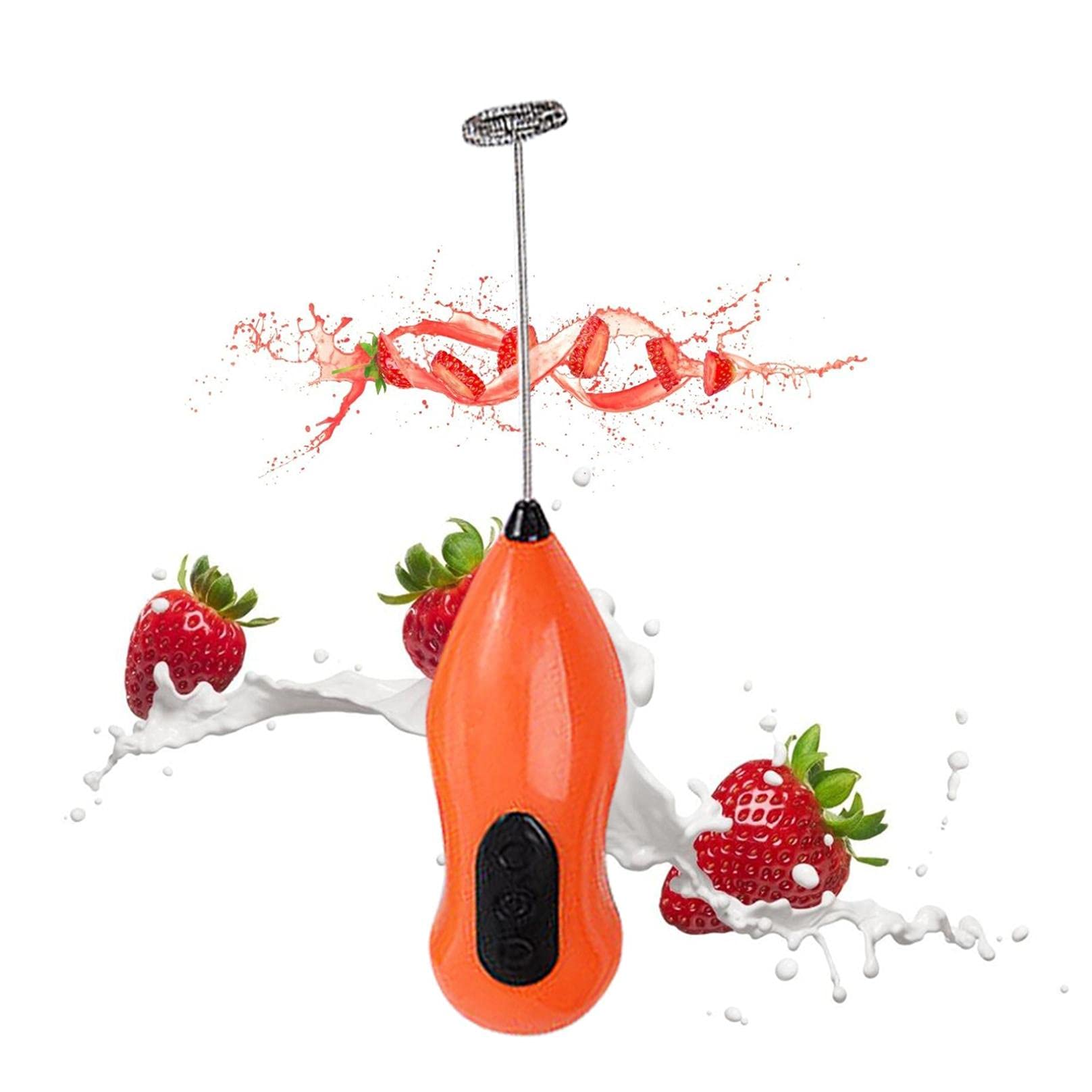 EryaxuAU Handheld Electric Milk Frother - Foam Maker for Lattes, Cappuccino, Matcha & Hot Chocolate | Battery Operated Drink Mixer for Coffee, Tea & Protein Shakes | Perfect for Home, Office & Travel (Orange)